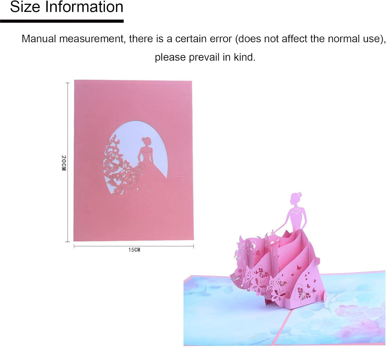 1 PCS Pink Princess 3D Greeting Card Valentine'S Day Greeting Card Pop-Up Greeting Card Mother'S Day Greeting Card Birthday Greeting Card with Envelope image number 5