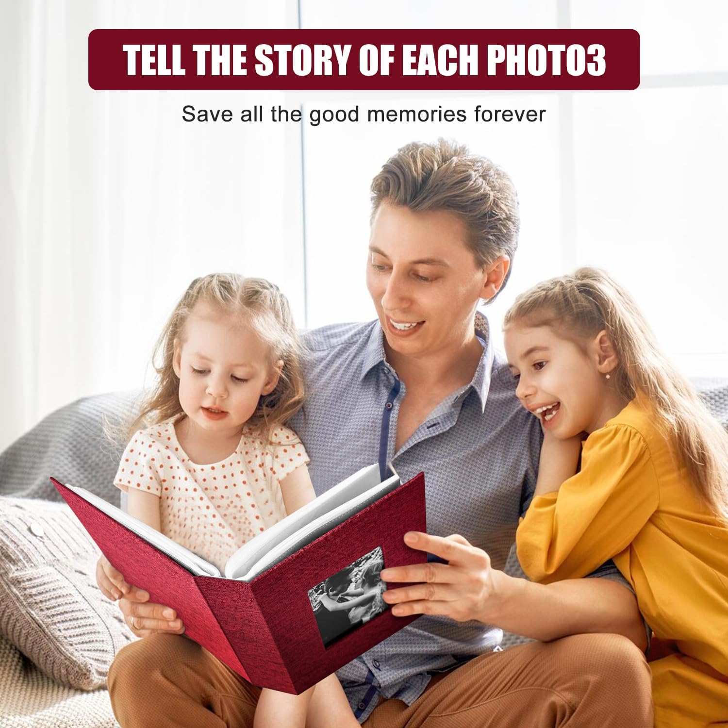 200-Pocket Photo Album 4X6 - Slip-In Picture Album with Linen Cover & Display Window, Vertical Photo Book for Wedding, Family, Baby, Anniversary & Vacation Memories (Holds 200 Photos) image number 5