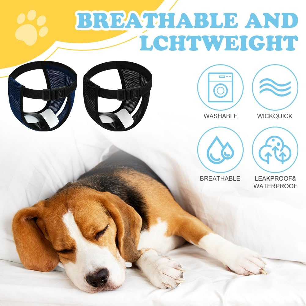 Aomig Reusable Dog Nappies, 2 Pack Dog Nappies with 6 Sanitary Pad Adjustable Protective Trousers, Washable Dog Diapers Puppy Sanitary Wraps Panties, Dog Period Pants, Dog Diapers Wrap image number 2