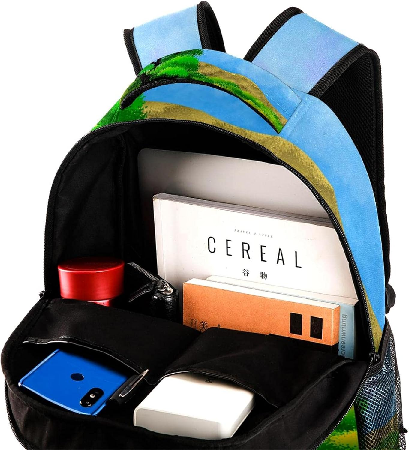 Landscape by the River Backpack Students Shoulder Bags Travel Bag College School Tote Backpacks image number 3