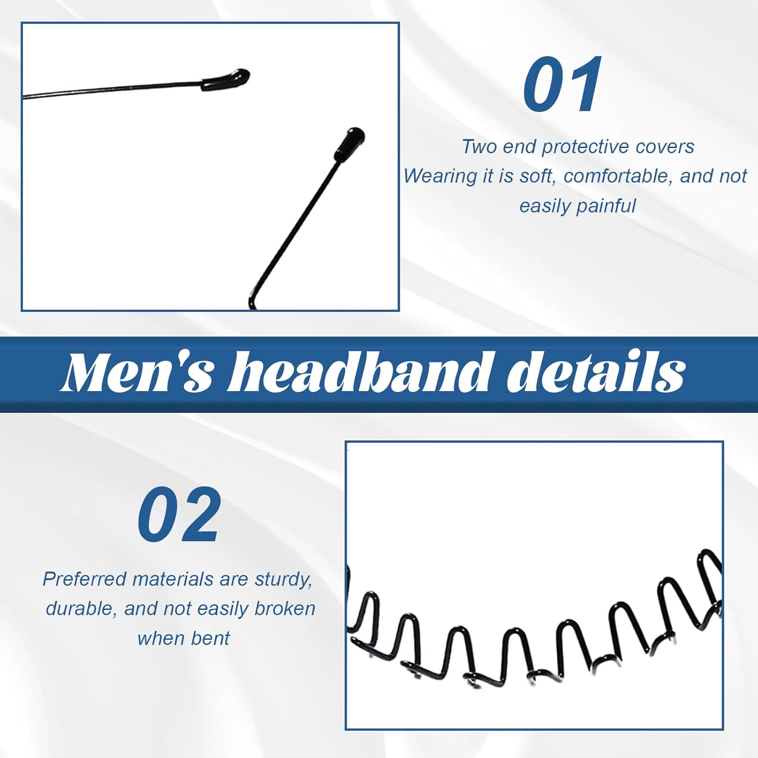 Metal Hair Band for Men Women, Hoop Clips Headband Men, Hair Bands for Outdoor Sporters Simple Elastic Non Slip Wide Headbands Headwear for Outdoor Sporters image number 4