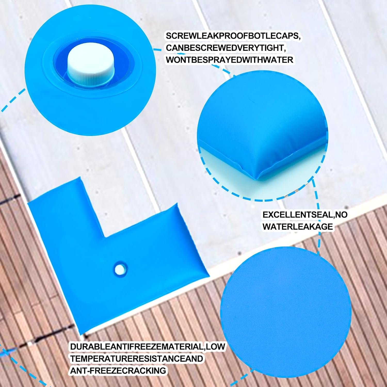 4Pcs Water Bags for Pool Cover Inground, Leakproof Corner Water Tubes 0.4Mm PVC Heavy Duty Pool Cover Weights Weather Resistant Pool Closing Winterizing Kit for Keep Pool Cover in Place 24&Prime;L &times; 24&Prime;W image number 6