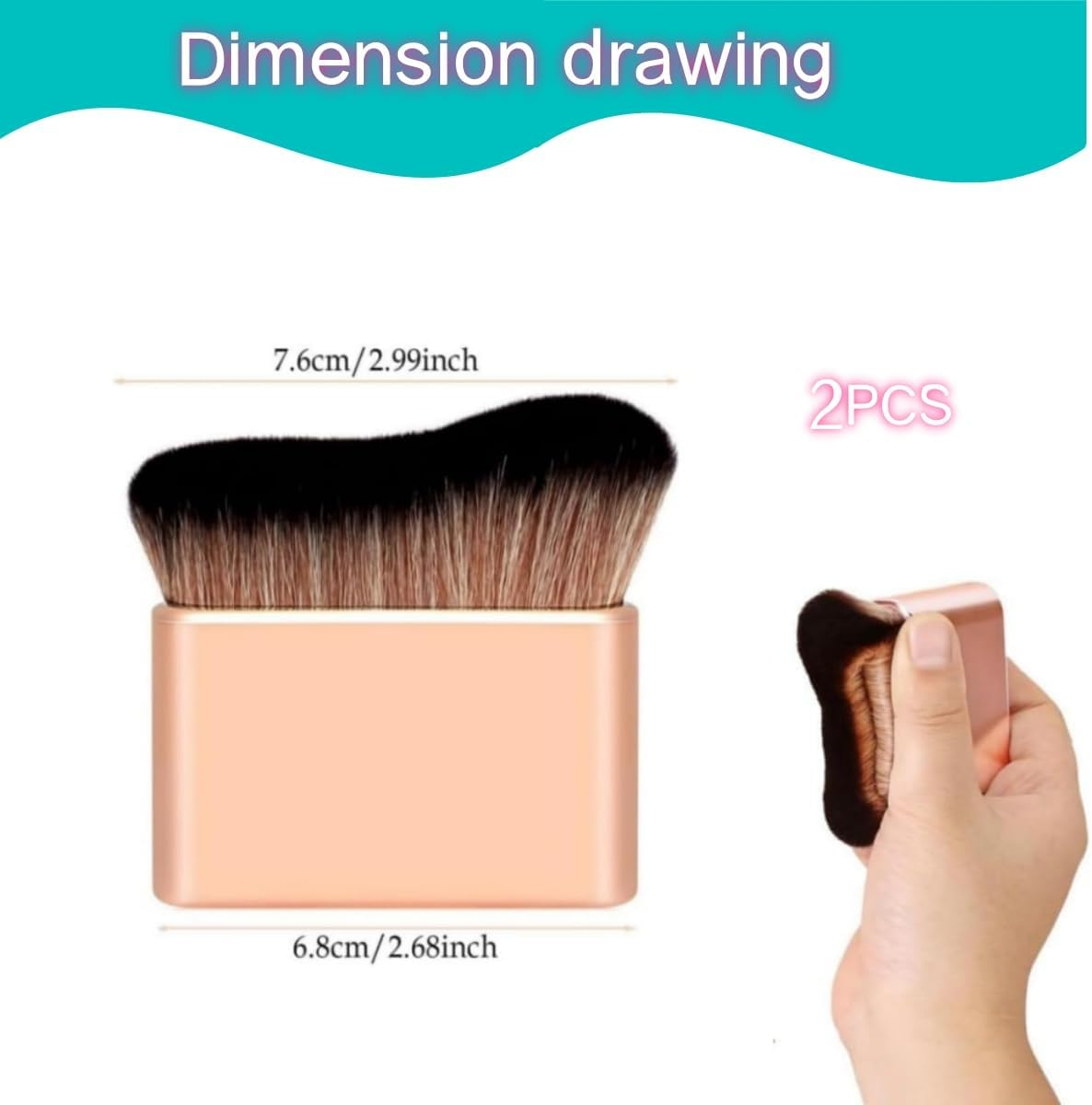 2 PCS Body Brush, Foundation, Blusher,Big Makeup Brushes，For Tanning, Leg Foundation, Fake Tan and Self Tanning Blending Brush(Black,Rose Gold)