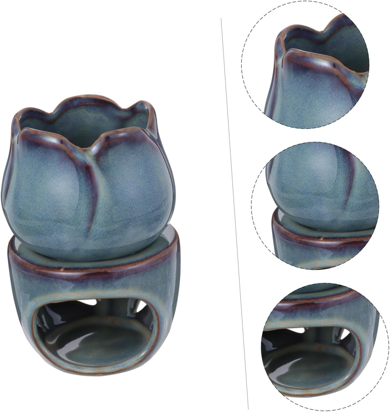 Ceramic Aromatherapy Burner Tulip Incense Stove Aroma Heating Holder for Home Decor for Living Use Incense Burner Holder image number 3