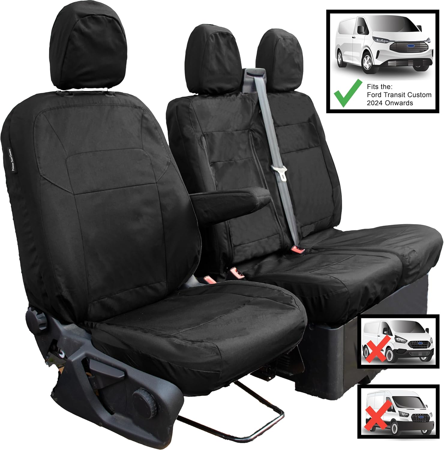 Seat Covers to Fit the Ford Transit Custom 2024 Onwards | Tailored Driver & Double Passenger | Waterproof, Heavy Duty, Durable Easy to Fit Ford Transit Custom Seat Cover 2025 | Single Driver Armrest image number 1