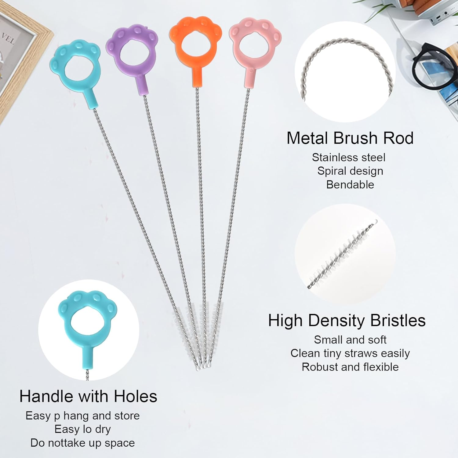 3Pcs 3 in 1 Cup Lid Gap Cleaning Brush Set, with 8 Spoon Straws Cleaning Tools, Tiny Bottle Cup Lid Detail Brush, Crevice Cleaning Tools,Multifunctional Crevice Cleaning Brush image number 6