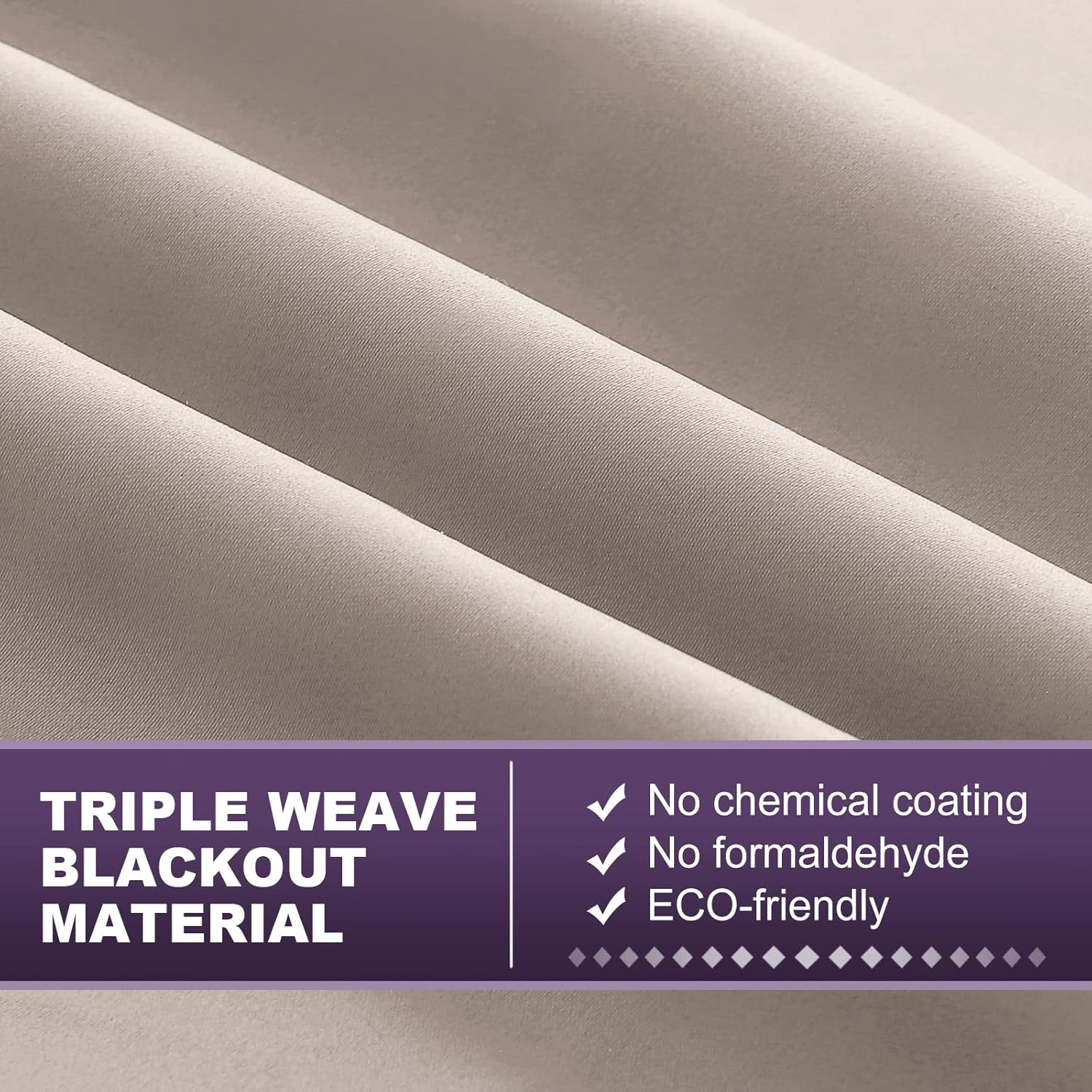 H.VERSAILTEX 100% Blackout Curtains Completely Blackout Window Drapes Thermal Insulate Double Layer with Black Liner for Bedroom 2 Panels Set, Each W132Cm X D160Cm, Natural