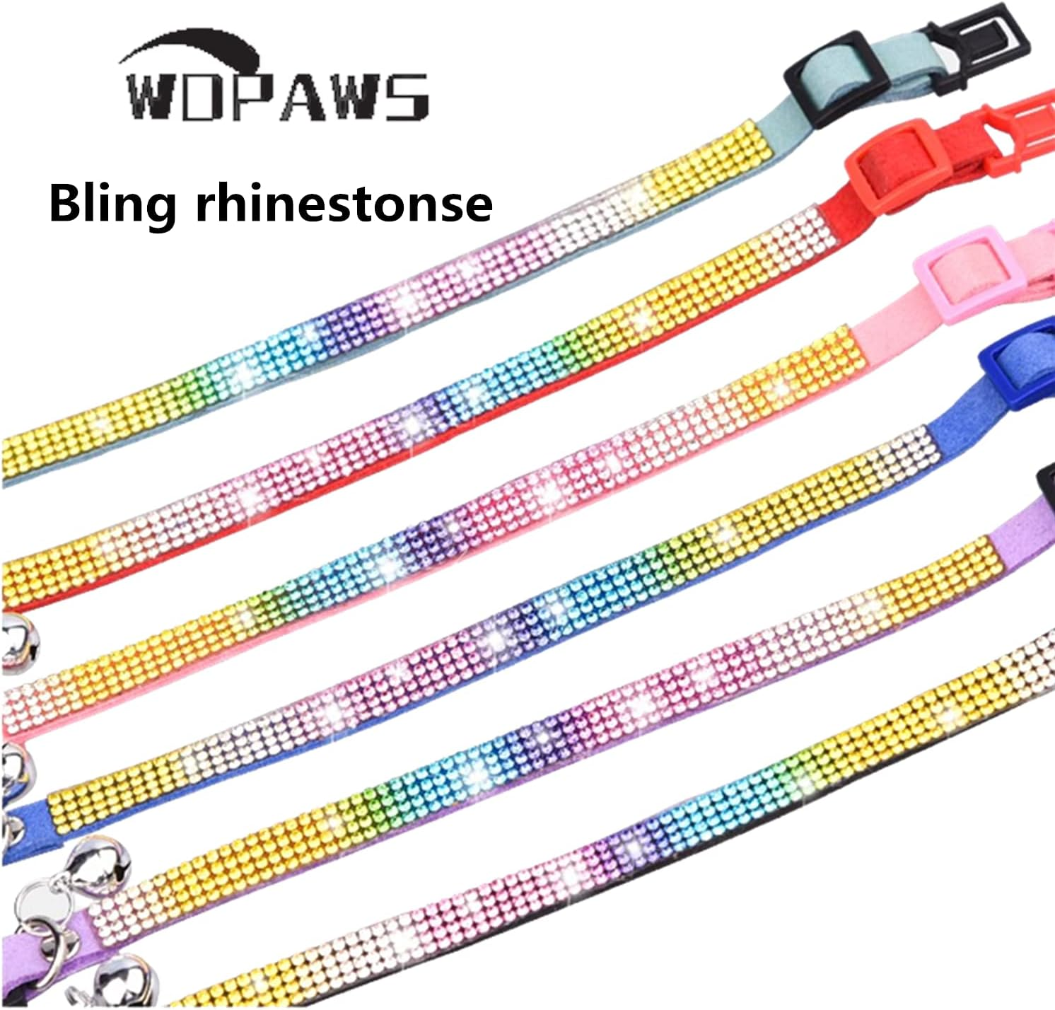 Cat Collar Breakaway Bling Diamond Rhinestone with Bell Adjustable for Cats and Kitten Girl Boy (Purple) image number 5