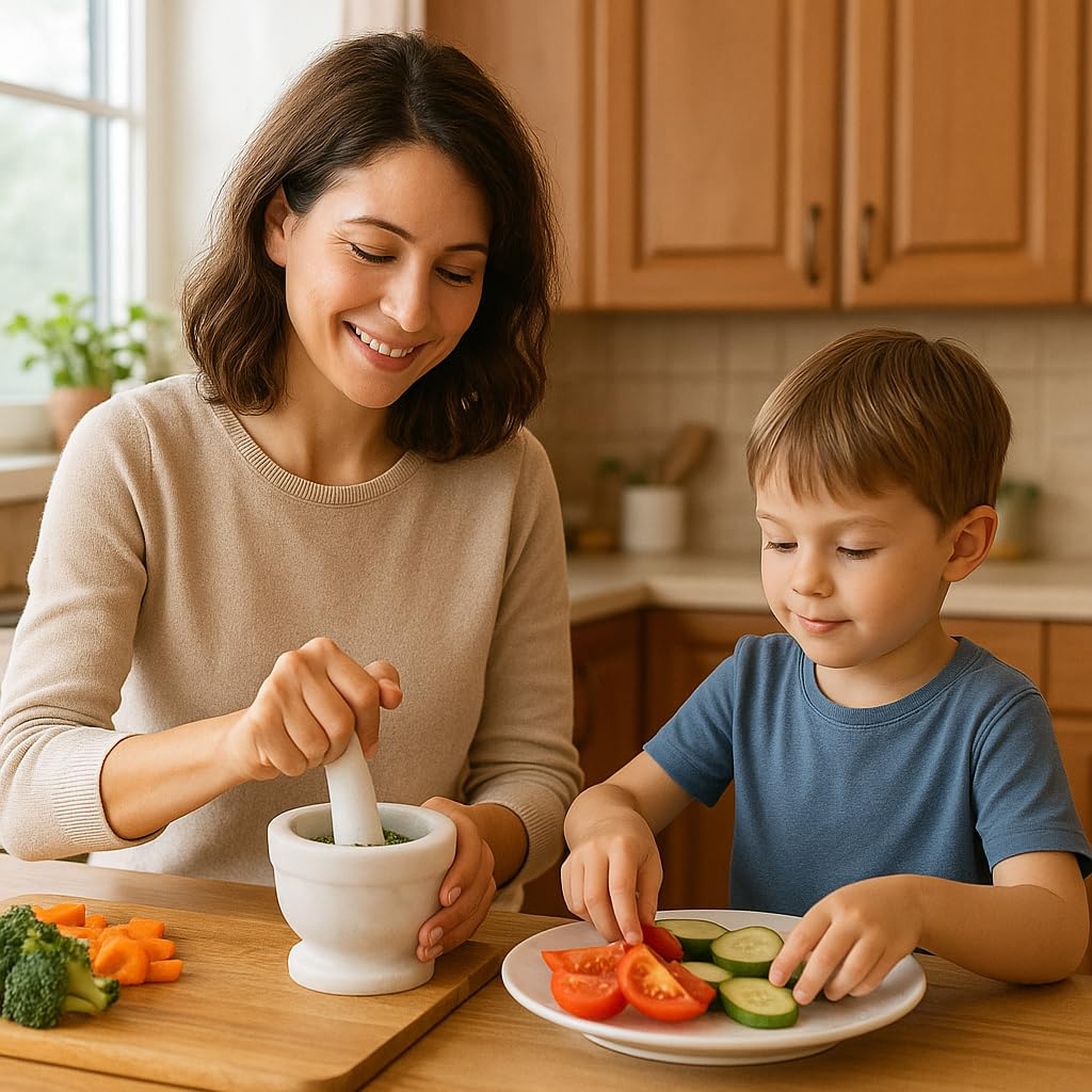 Handcrafted Mortar and Pestle &ndash; Solid Stone Grinder for Spices and Herbs &ndash; Artisan Carved from Yushan Marble, Elegant and Durable for Everyday Cooking image number 2