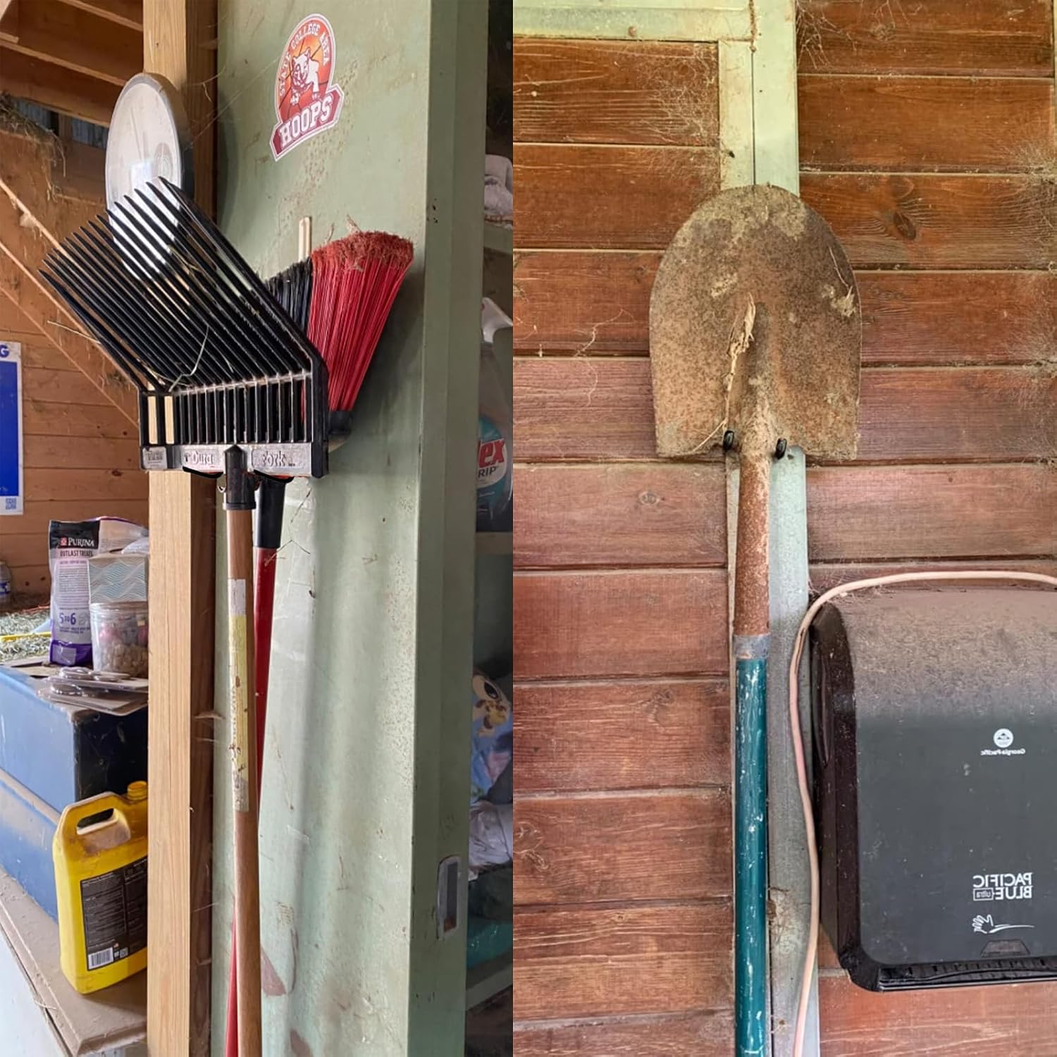 Pmsanzay 2 Pack Strong Magnetic Garage Storage Hooks, Heavy Duty Magnet Organizer Hooks with Rubber Coating for Garden Tools, Hose,Workshop,Pool Tools,For Indoor & Outdoor Hanging (Black)