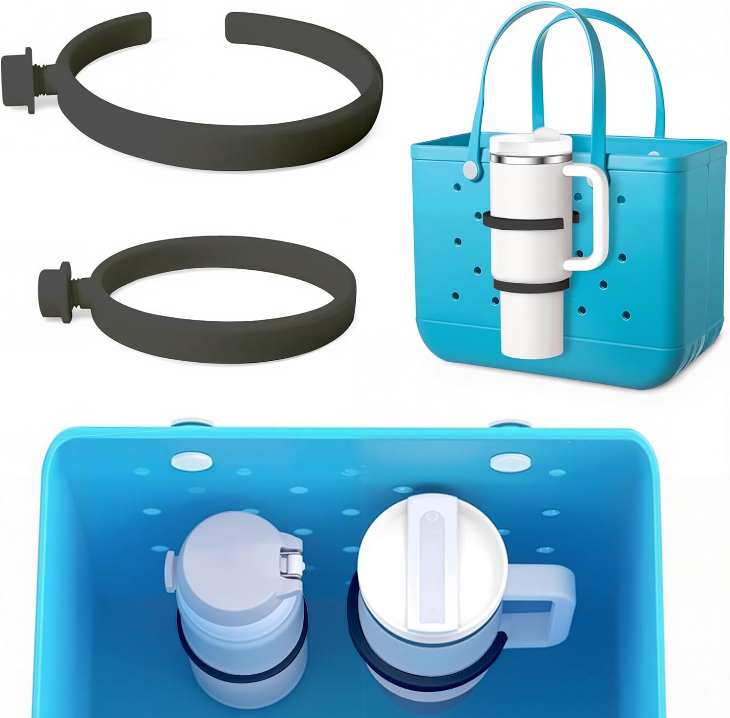Bogg Bag Cup Holder for 30Oz 40Oz Stanley, Adjustable Insert Drink Holder Compatible with Bogg Bag/Simply Southern Beach Tote Bag, Water Bottle Holder Attachment for Bogg Bag Accessories