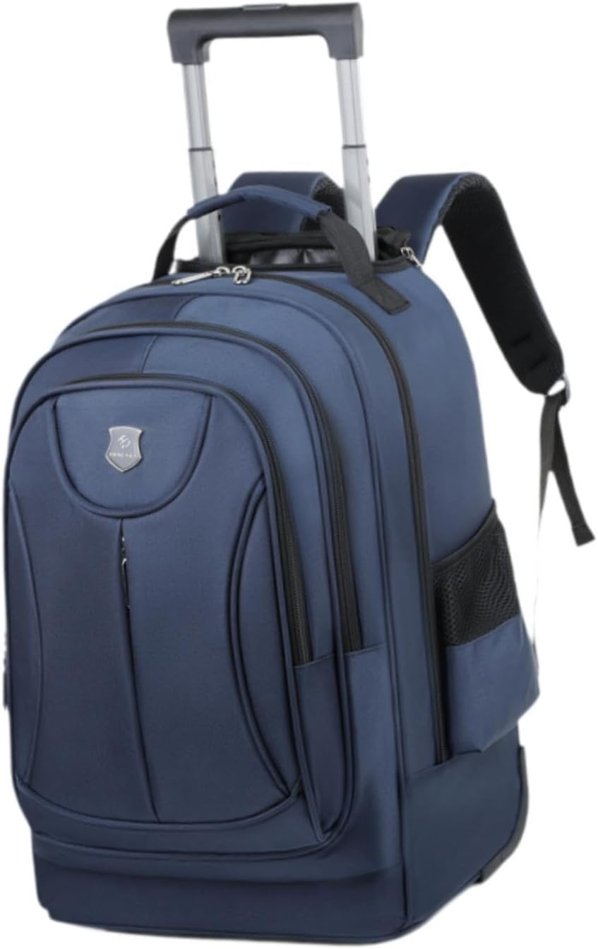 Magideal Rolling Backpack with Trolley Trolley Backpack with Wheels Hidden Lever Computer Bag Trolley Suitcase Bag for Business Travel - Black image number 3