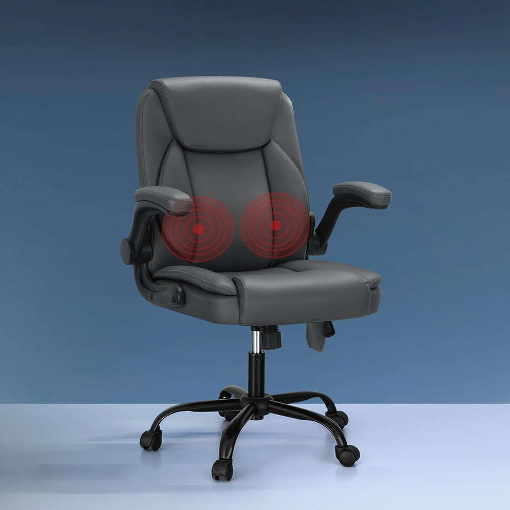 Artiss Massage Office Chair, PU Leather 2 Point Ergonomic Gaming Computer Desk Recliner Chairs Armchair for Room Executive Home, up to 105 Degree Back Recline Adjustment Espresso