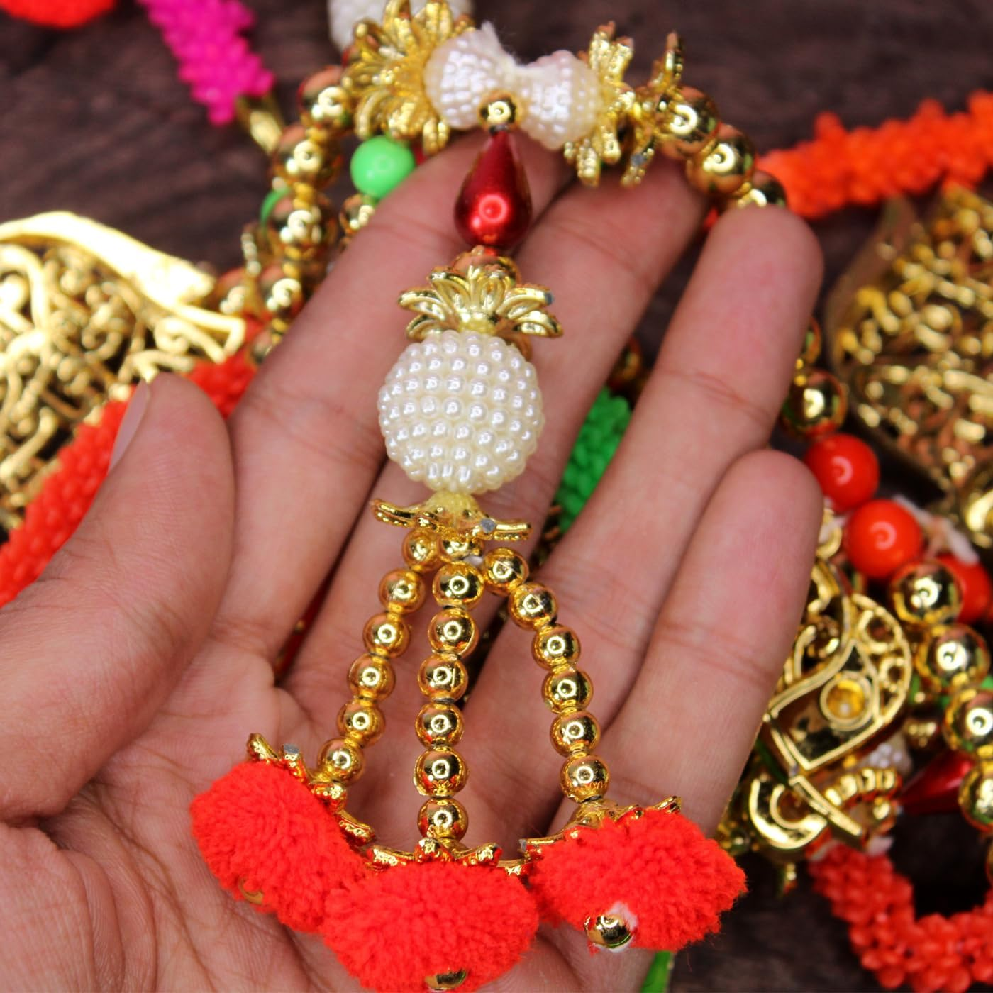 Fully Attractive Main Door Entrance Hanging Toran with Beads and Latkan for Home and Mandir Diwali Festival Decoration