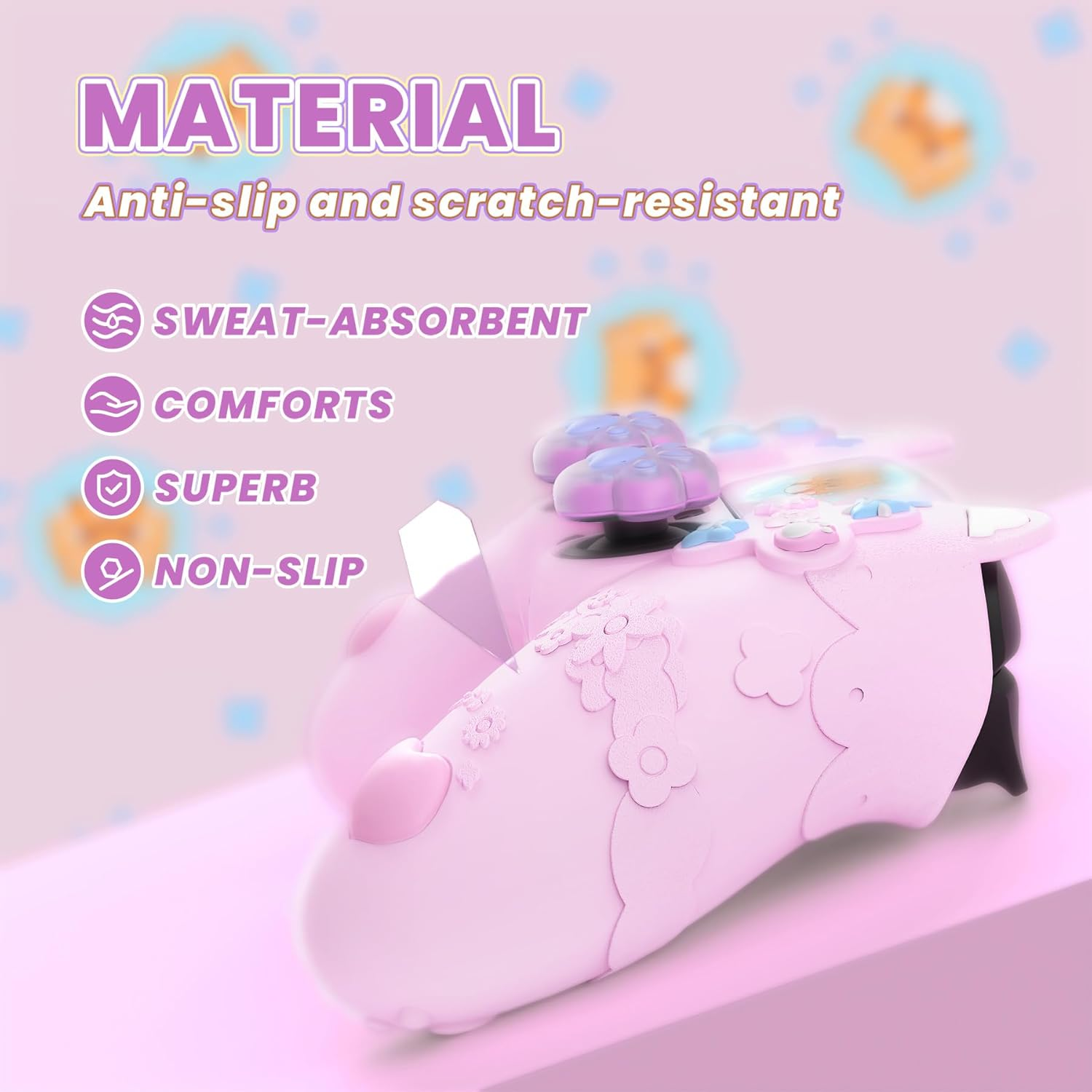Playvital Cute Spring Lesser Panda Silicone Cover for Ps5 Controller with Joystick Cap and Sticker, Anti-Grip Shockproof Skin, Compatible with Charging Station, Cotton Candy Pink image number 1