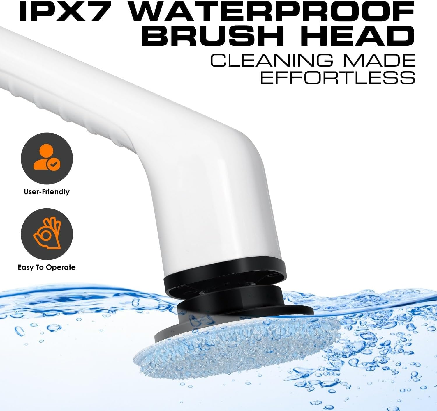 Electric Spin Scrubber, Cordless Shower Scrubber, 7 Replacement Brush Head, 1.5H Bathroom Scrubber Dual Speed, Shower Cleaning Brush with Extension Arm for Bathtub Tile Floor image number 3