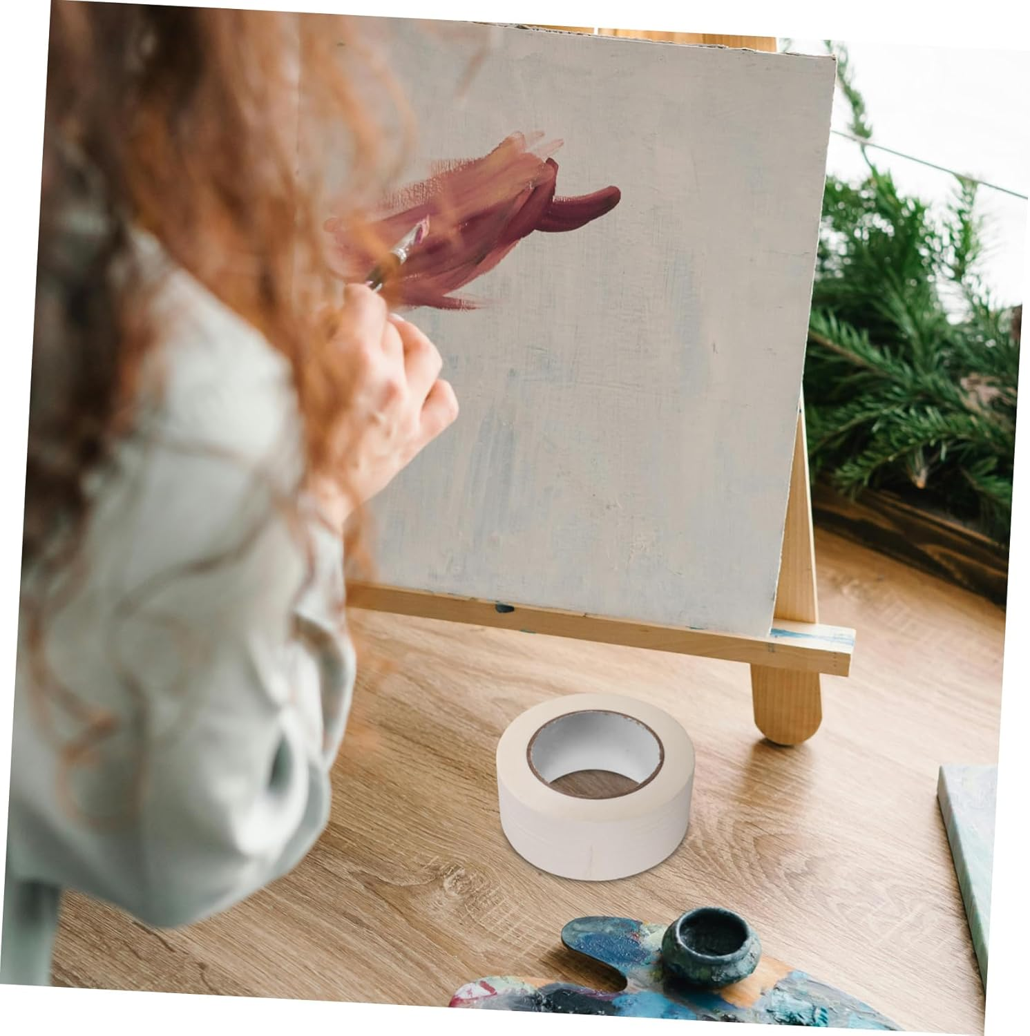 Masking Tape for Curves Thin Painters Tape Artist Masking for Automotive Paint and Painting for Walls Roll Easy to Tear and Write image number 6