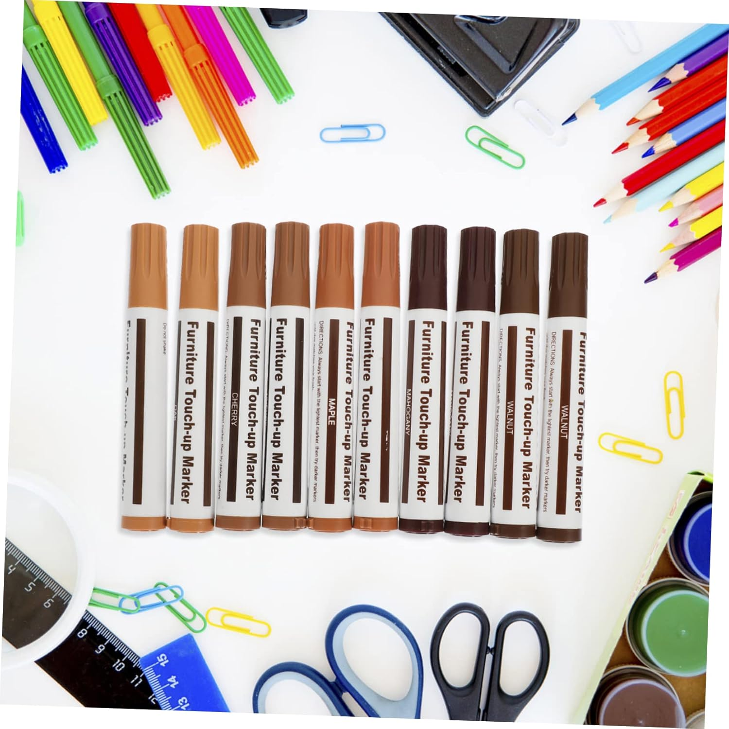 10Pcs Furniture Touch-Up Markers Touch up Pen Furniture Repair Pens Maker for Scratch Repair image number 1