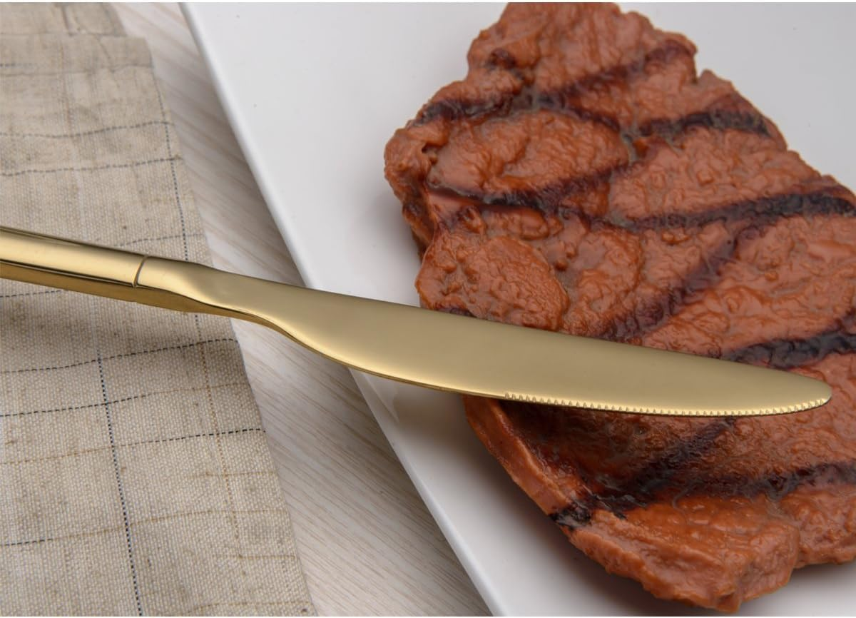 Berglander 24 Piece Titanium Gold Plated Stainless Steel Cutlery Set, 24 Pieces Golden Flatware Set, Gold Silverware Set Cutlery Sets, Service for 6 (Shiny Gold) image number 6