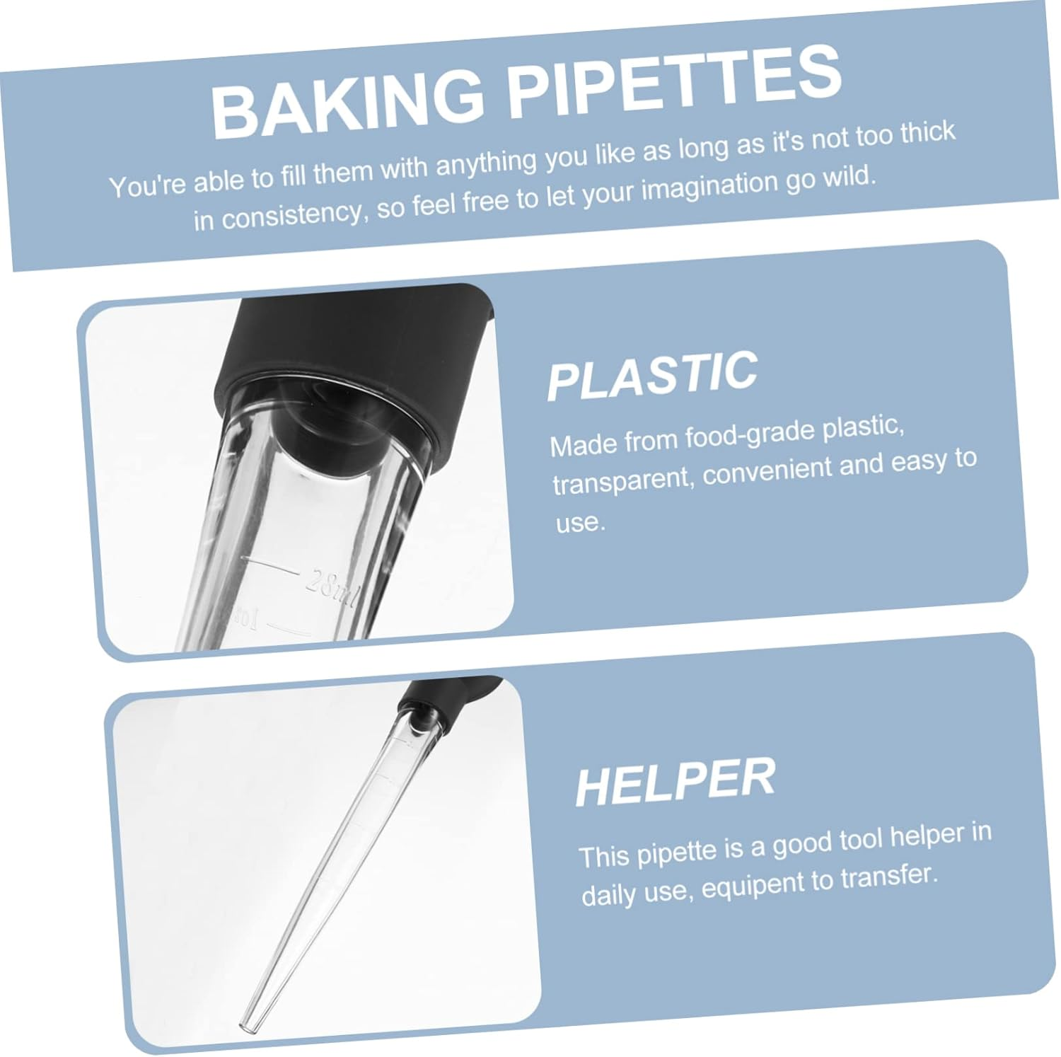 OSOLADY Test Tube Measuring Tool Calibrated Large Pipette Cooking Dropper with Scale Pipette Dropper Graduated Baking Pipettes Measured Dropper Liquid Dropper Kitchen Droppers Black image number 1