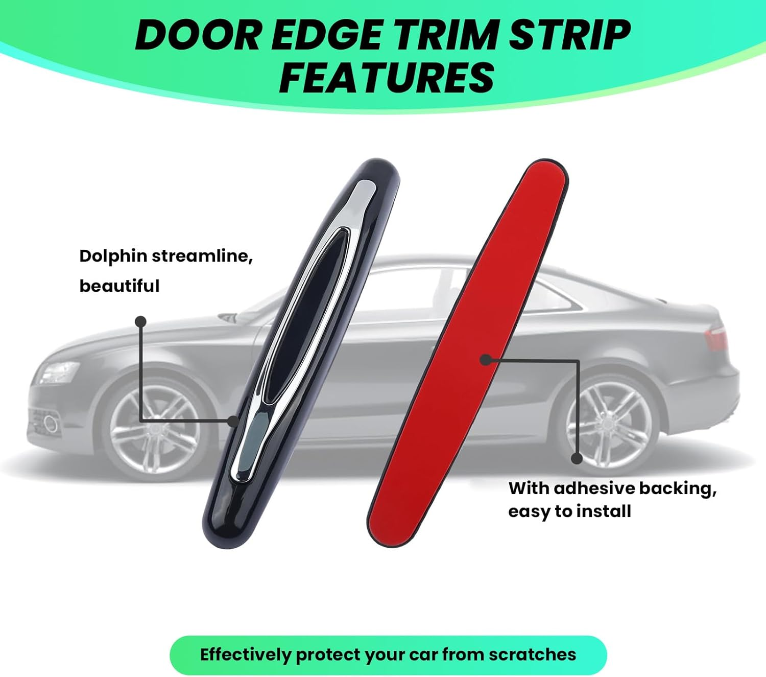 4-Pack Car Door Edge Guards, Vehicle Side Door Self-Adhesive Anti-Scratch Strip, Universal Exterior Car Accessories for SUV Pickup Truck image number 1
