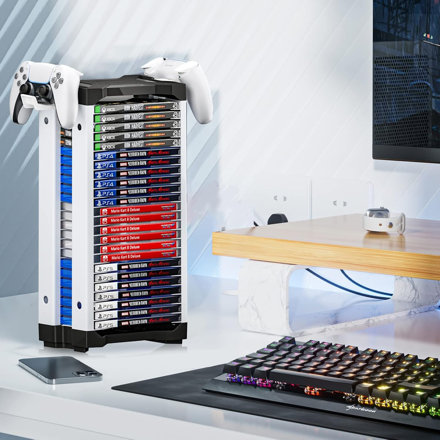 Nargos Video Game Storage Tower for PS5/ PS4/ PS3/ PS2/ Xbox One/Xbox 360 and Xbox Series X/S/Wii/Switch/Switch 2 Game Cases, DVD and Blu-Ray Disks Organizer (23 PCS) image number 6