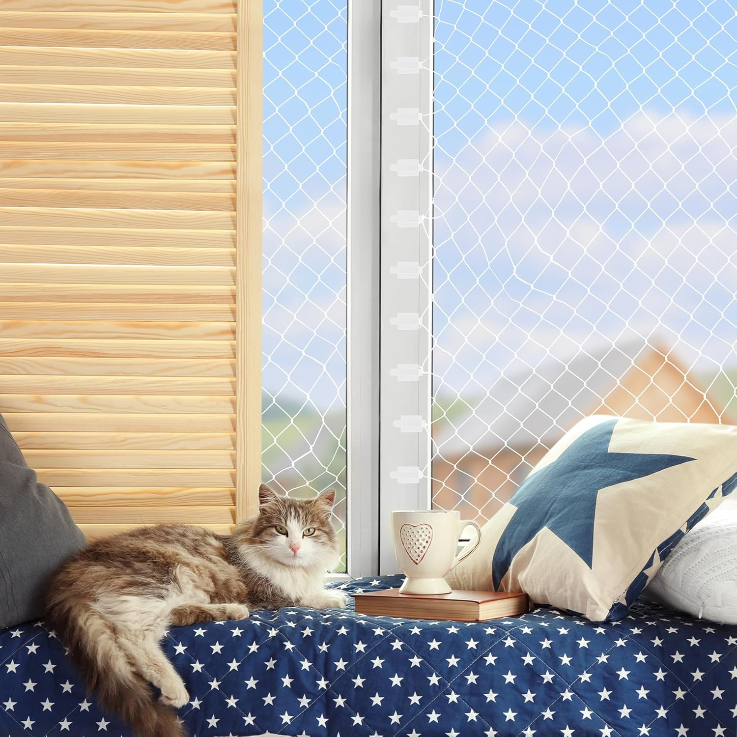 YAOZUP Outdoor Adhesive Hooks, Pack of 100 Adhesive Hooks, Cat Net, B Attachment, Cat Net for Windows, Window Protection, Cat, Attachment of Cat Net for Balcony, No Drilling (Without Cat Net) (A) image number 1