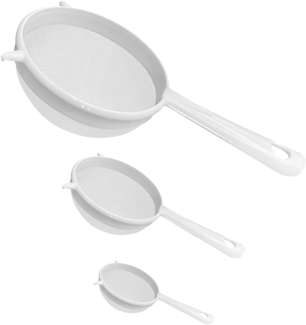 200 Mesh Food Filter Strainer, Reusable Fine Mesh Strainer, Nylon Mesh Sieve Plastic Food Strainer with Handle, Ideal for Filtering Coffee, Juice, Oils, Soy Milk