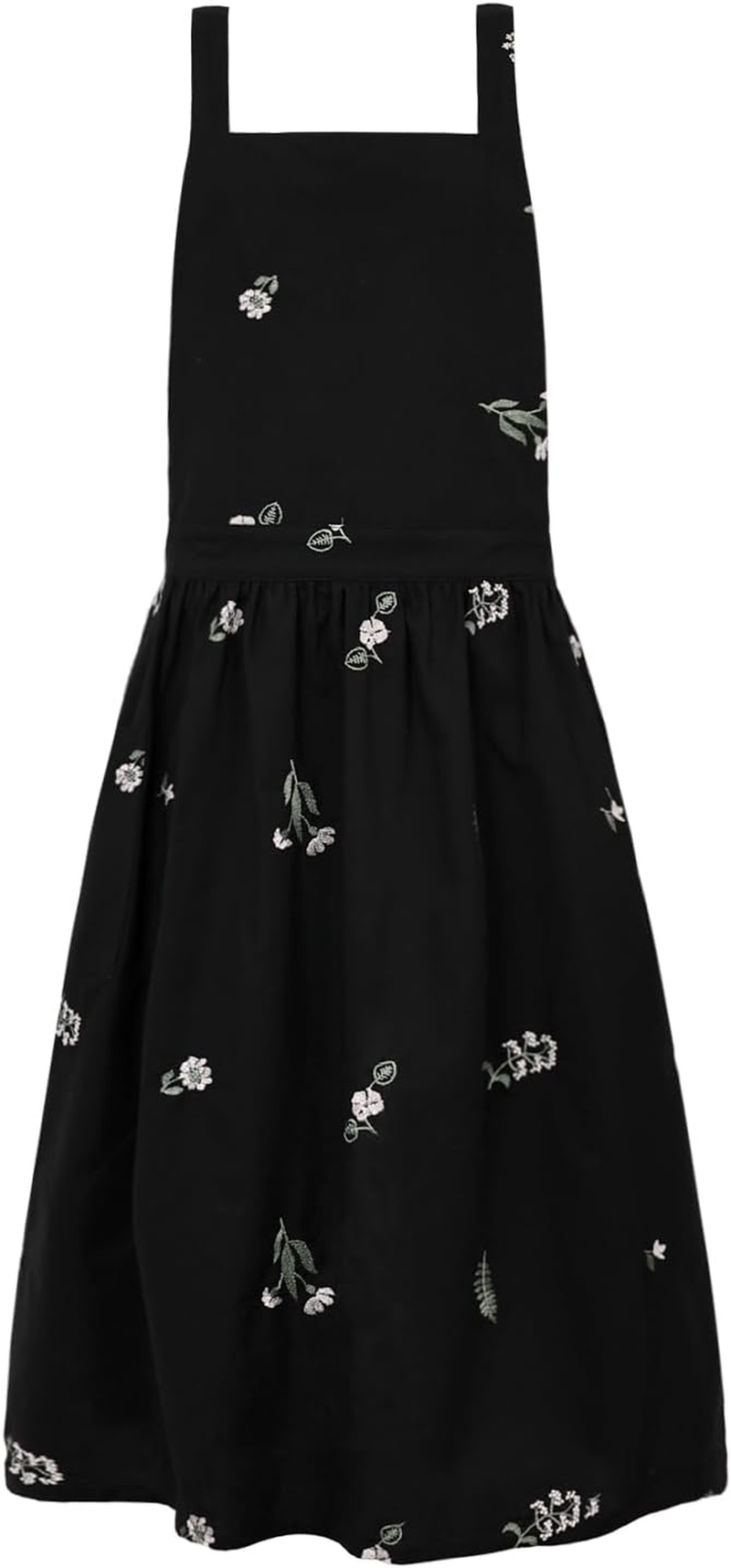 Surblue Cross Back Aprons for Women with Pockets Cute Japanese Cotton Kitchen Aprons Waterproof Pinafore Dress for Painting Cleaning Cooking Gardening