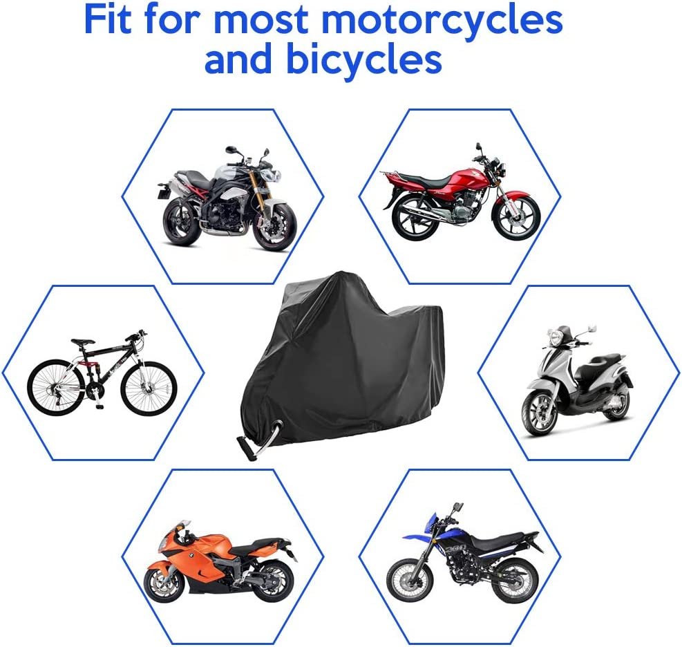 Valuehall Motorcycle Cover All Season Waterproof Outdoor Protection Motorcycle Cover with Lock-Holes and Storage Bag Fits up to 96/106/116 Inch for Motorcycles Snow Bikes Scooters Tour Bicycle V9A04 image number 4