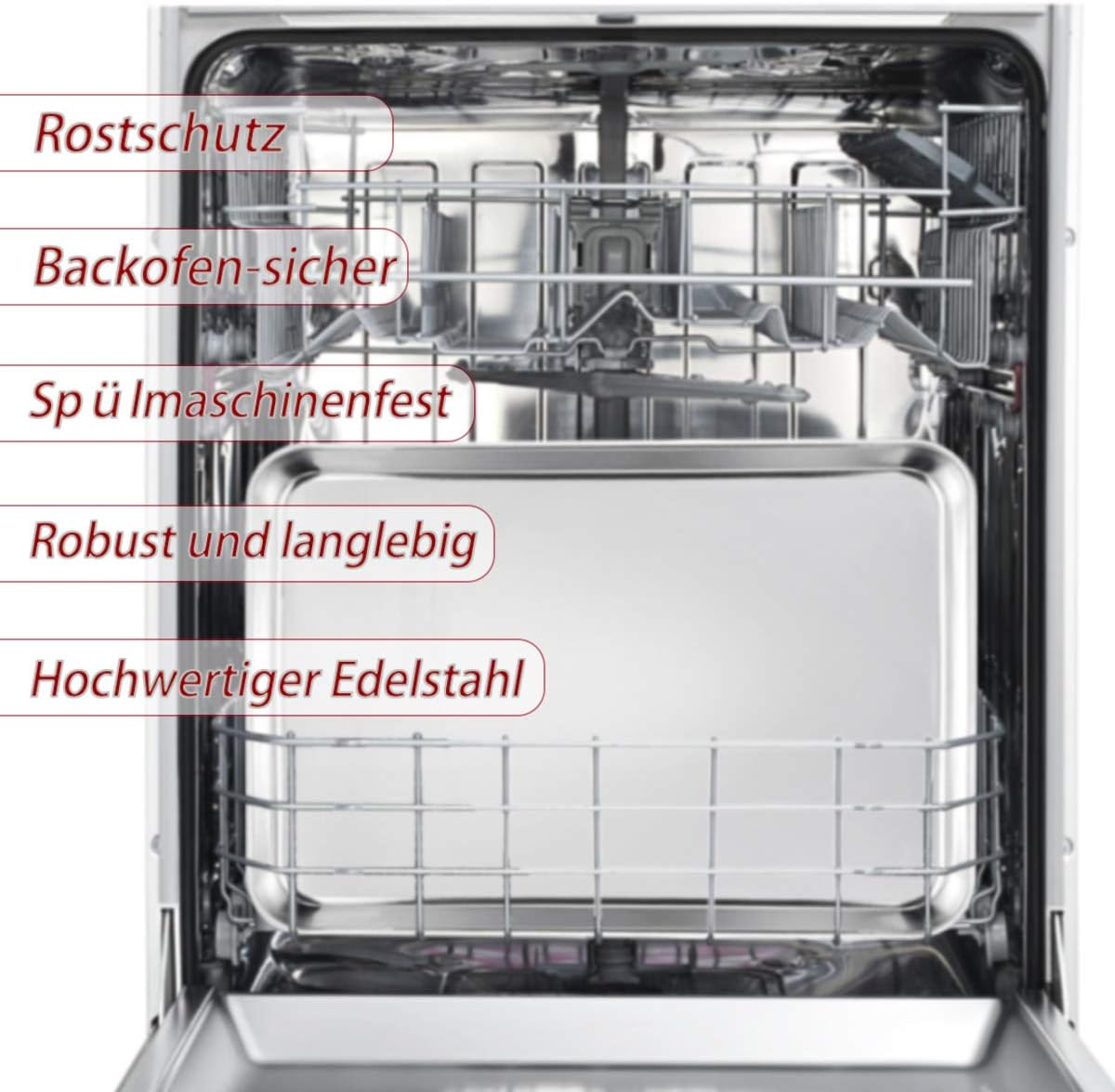 Baking Tray, Haware Stainless Steel Oven Tray, Cake Tray, Set of 2, 40 X 30 X 2.5 Cm, Rectangular Grease Pan Oven Tray for Baking & Serving, Non-Toxic and Healthy, Easy to Clean and Dishwasher Safe
