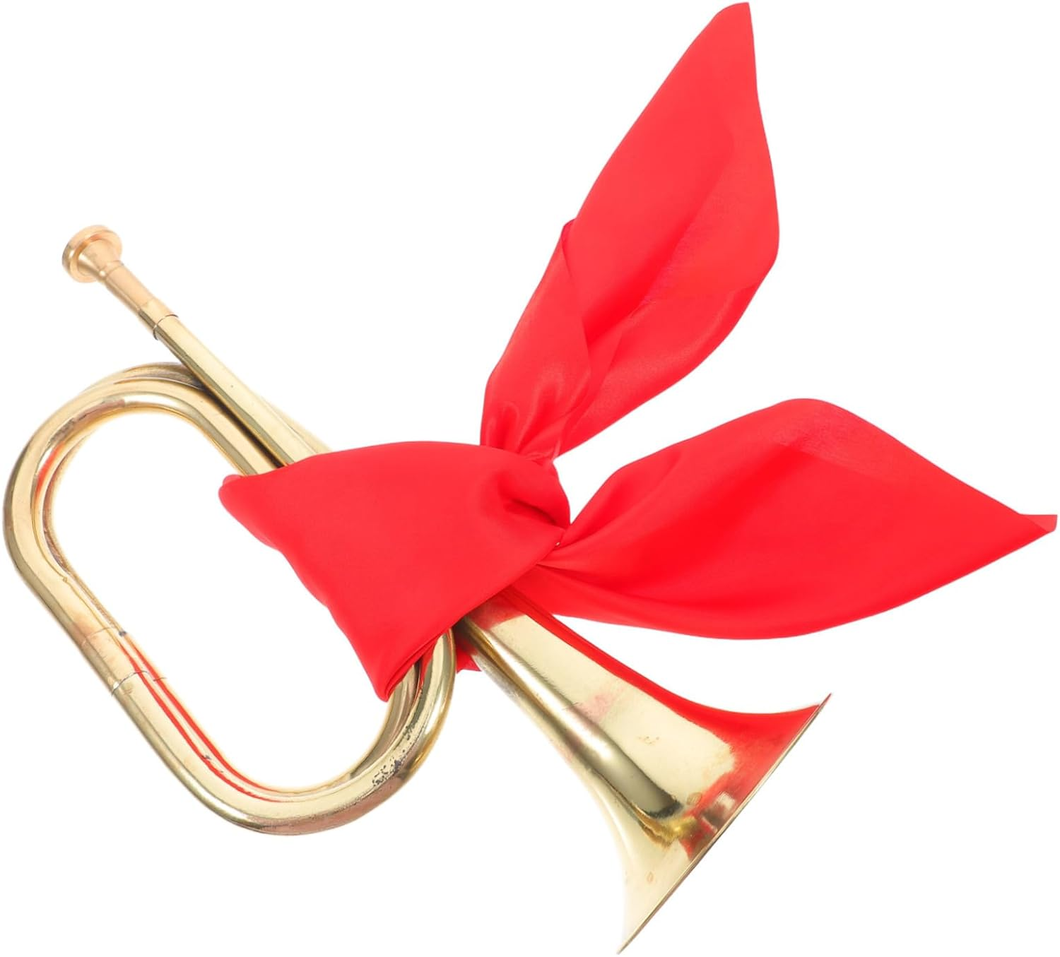 Metal Bugle Trumpet Band Instrument for Beginners with Scarf, Brass Wind Instrument for School Marching Bands and Teen Music Players in Gold image number 3