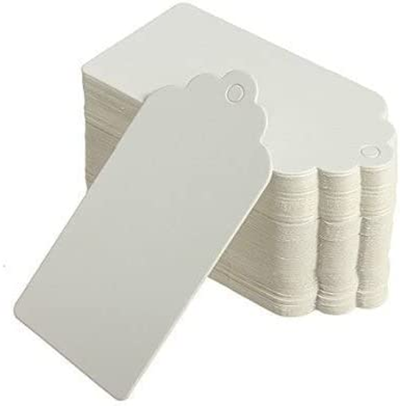 AIWFL 100PCS Blank Kraft Tags Paper Hang Tags DIY Cards White Hanging Marking Tags Price Labels for Wedding Birthday Party Favor image number 2