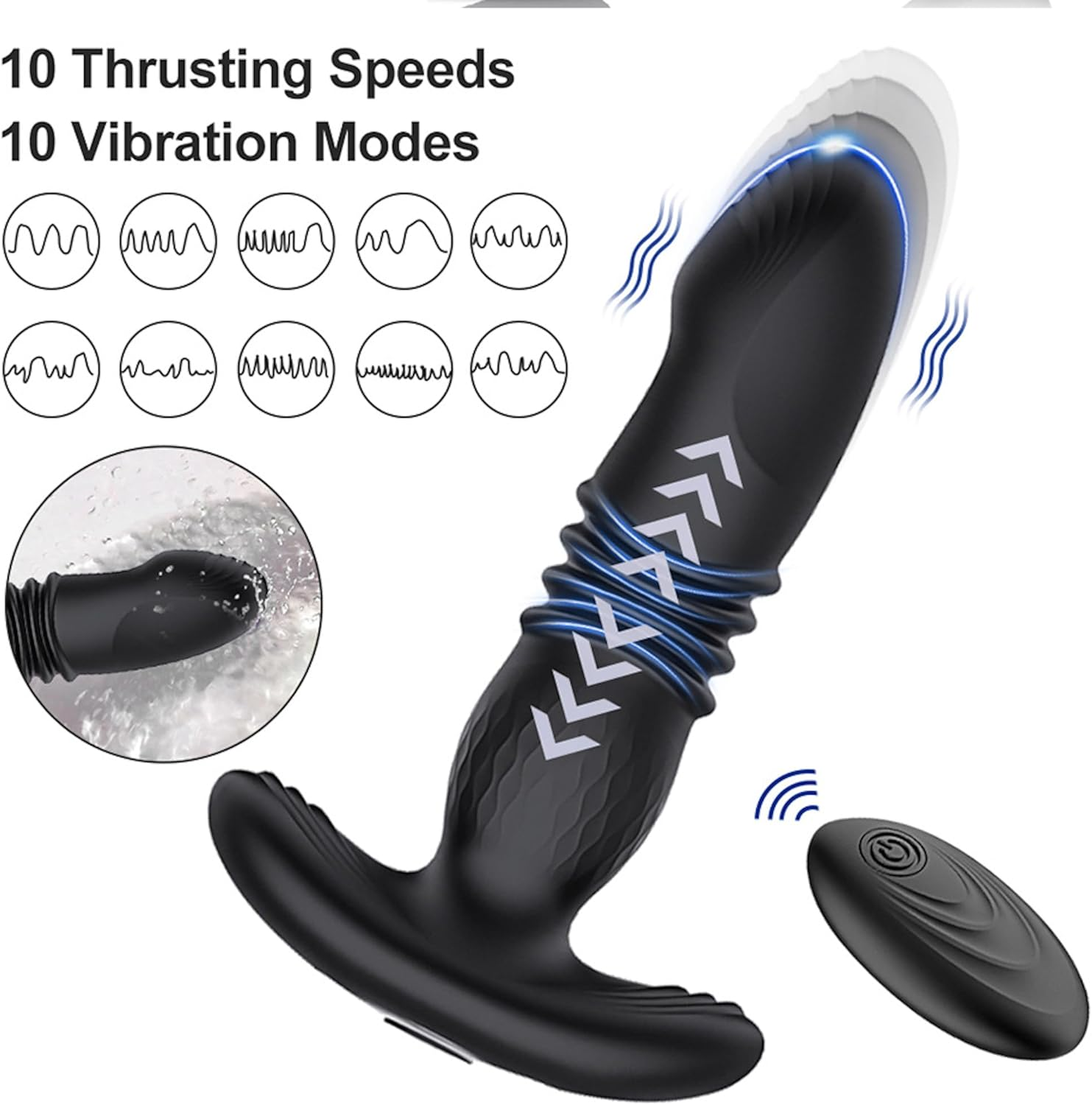 10 Thrusting Modes Stretching Tool with Automated Mechanism Men'S Training Extender, Plug Extender Docking Silicone Back Field Tail Massager, Bodybuilding Toys Portable Prostata Massaging image number 1