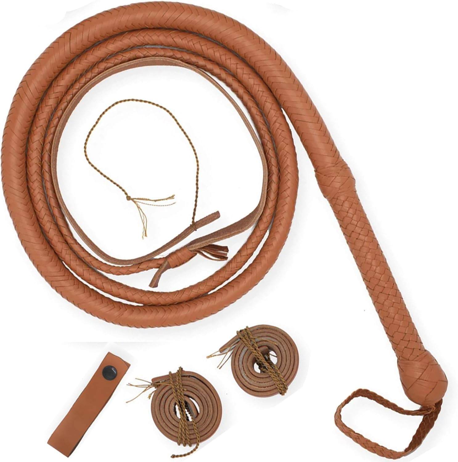 Indiana Jones Style Bull Whip 04 to 16 Feet Long 16 Strands Genuine Real Cowhide Leather Equestrian Bullwhip Heavy Whip image number 4