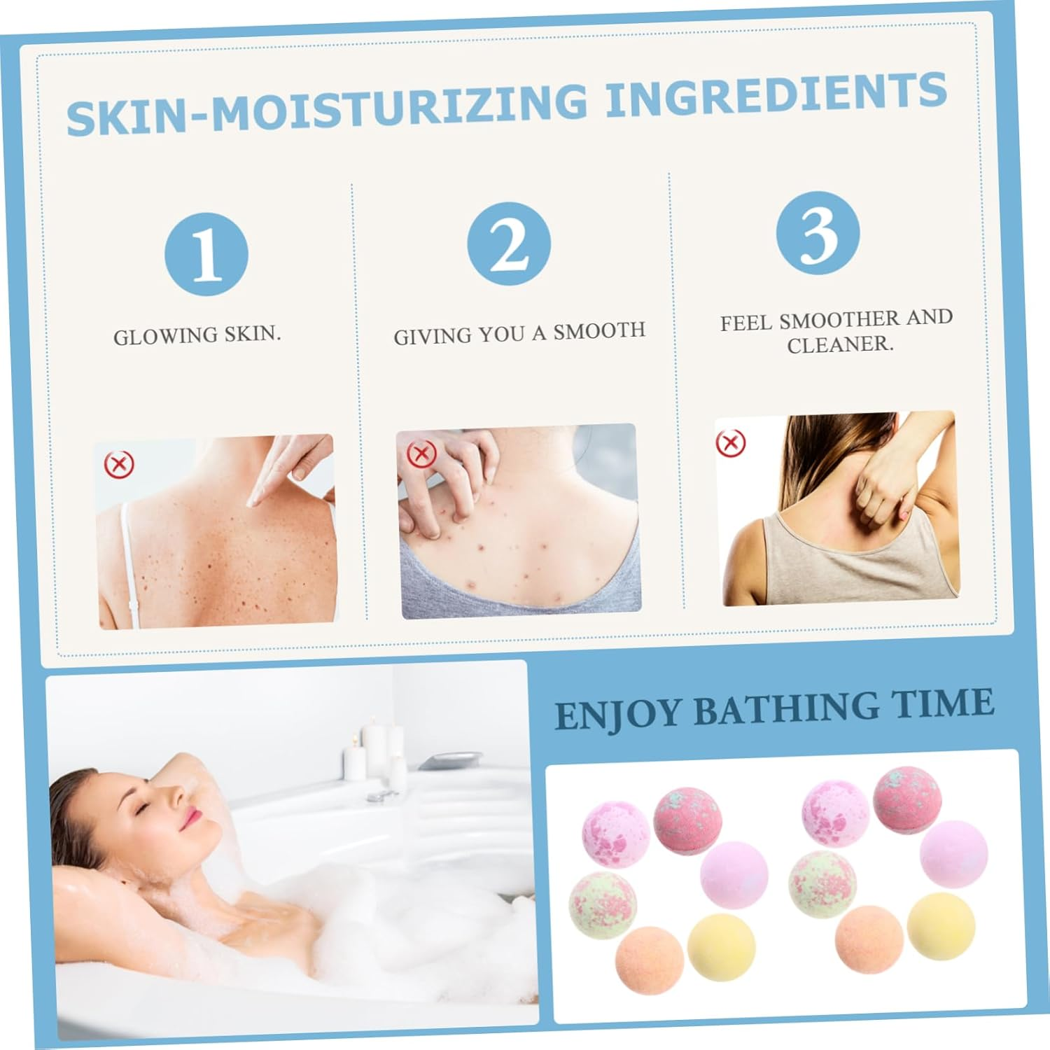 NULYLU 12Pcs Organic Spa Salt Balls Animal Models Natural Balls for Dull Skin