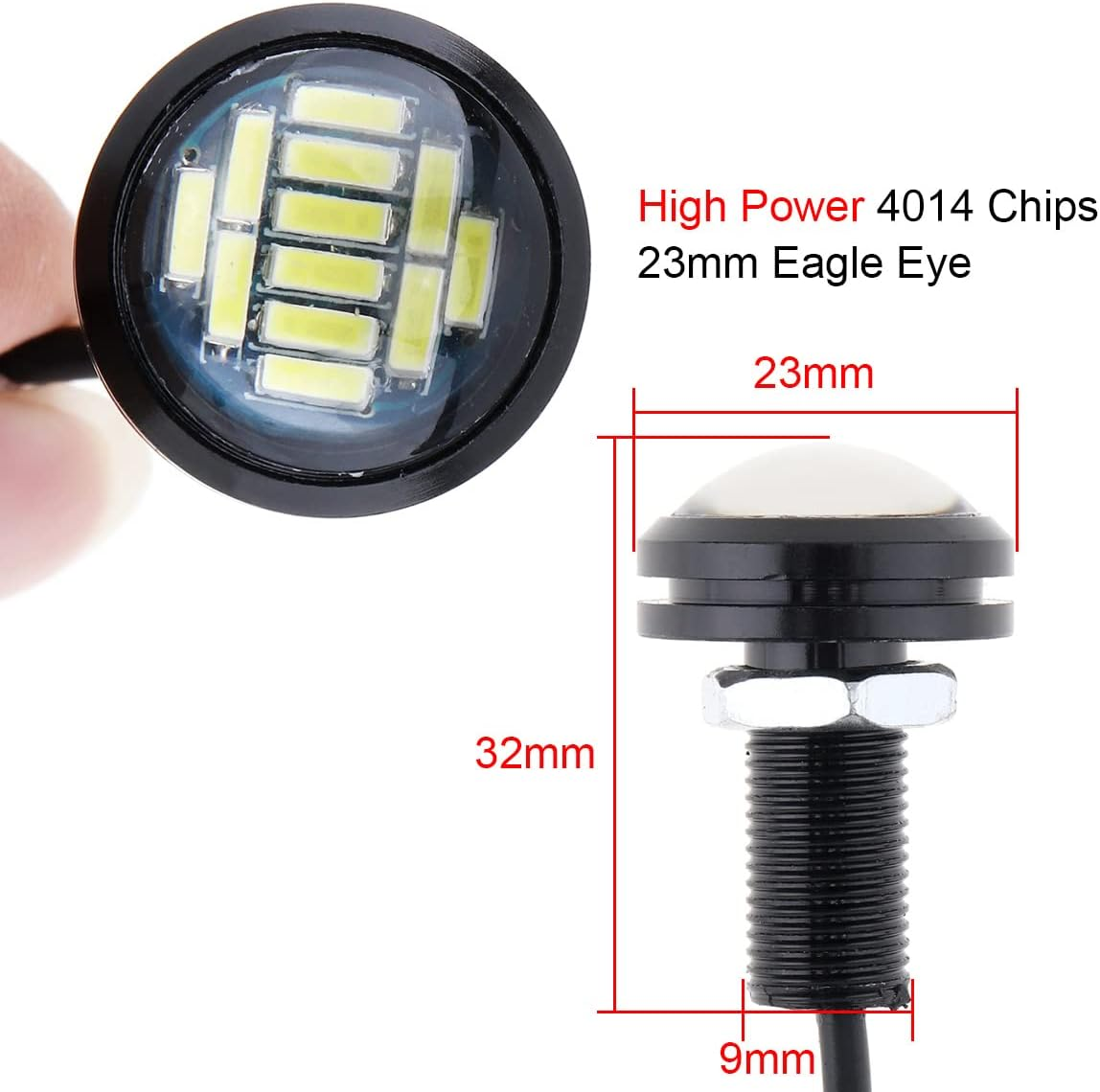 2Pcs 12V High Power Eagle Eye Light 23Mm 4014 12SMD Waterproof LED Bulb White Light for Car Fog DRL Lamp Car Motorcycle Turn Signal Light Backup Lights image number 6