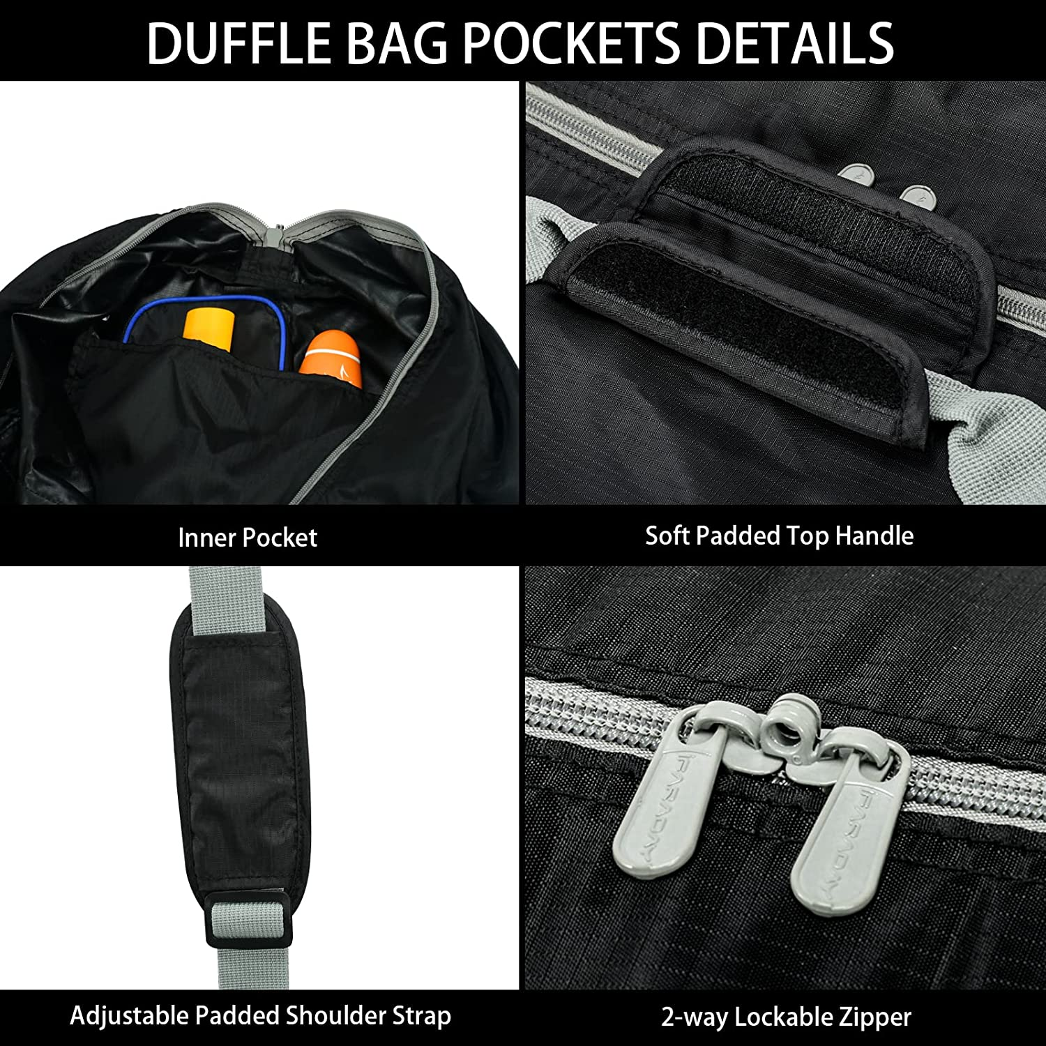 Extra Large Duffel Bag, 32.5 Inch Travel Duffel Bag Lightweight Luggage Bag for Outdoor, Travel, Sport, Black, 100L - Black Pro image number 6