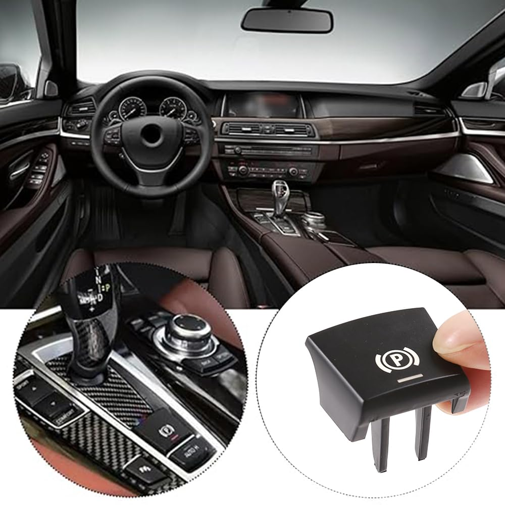 Black Switch Parking Brake Switch Button Cover Car Trim Console Handbrake Parking Brake Switch P Button Cap Compatible with BMW 5 7 X3 F01 F02 F10 F18 F20 F25 2014-2017