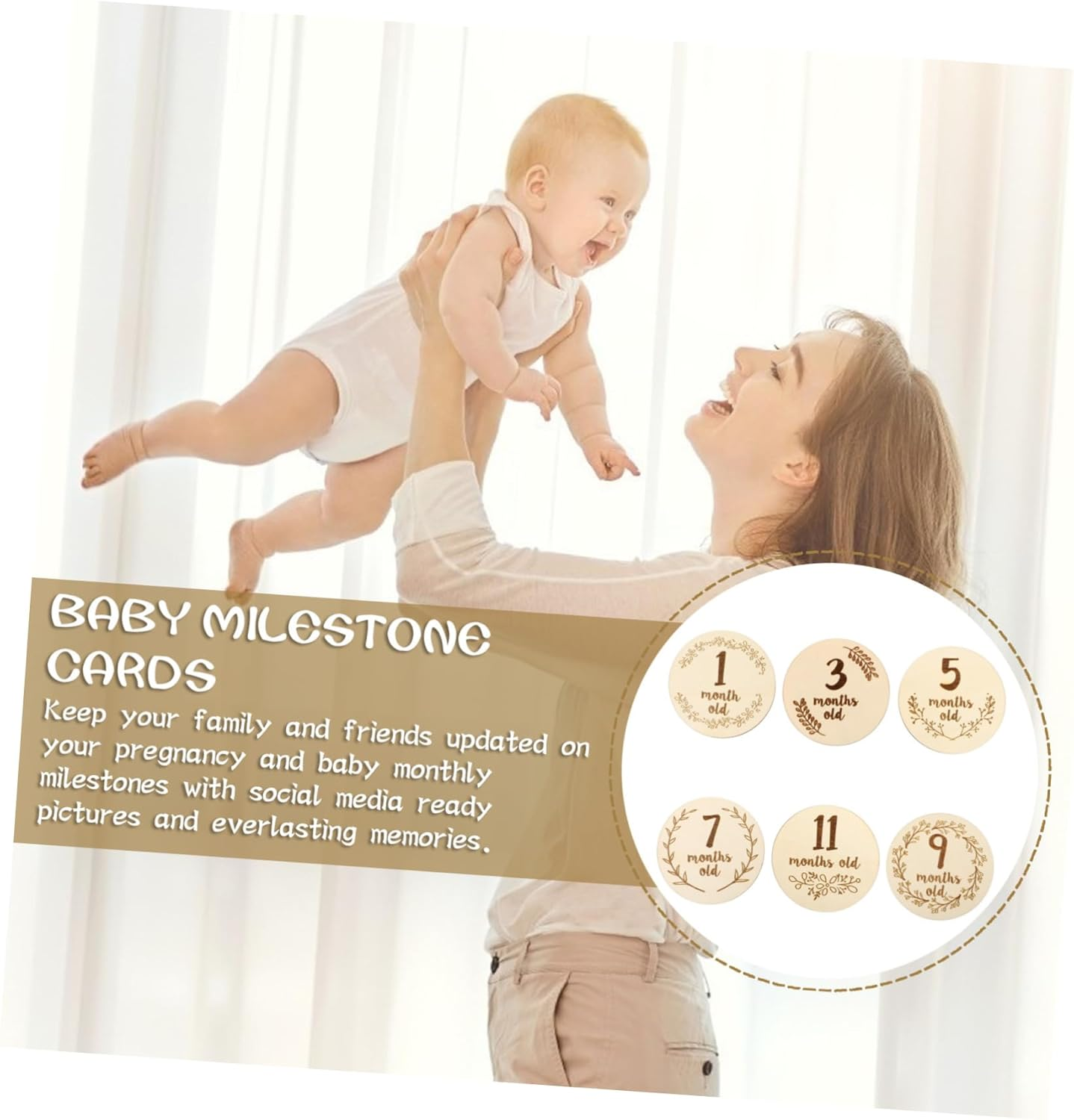 Baby Milestone Cards and Infant Monthly Cards for Newborns, Double-Sided Photo Props, 6Pcs Set for Commemorating Growth image number 5