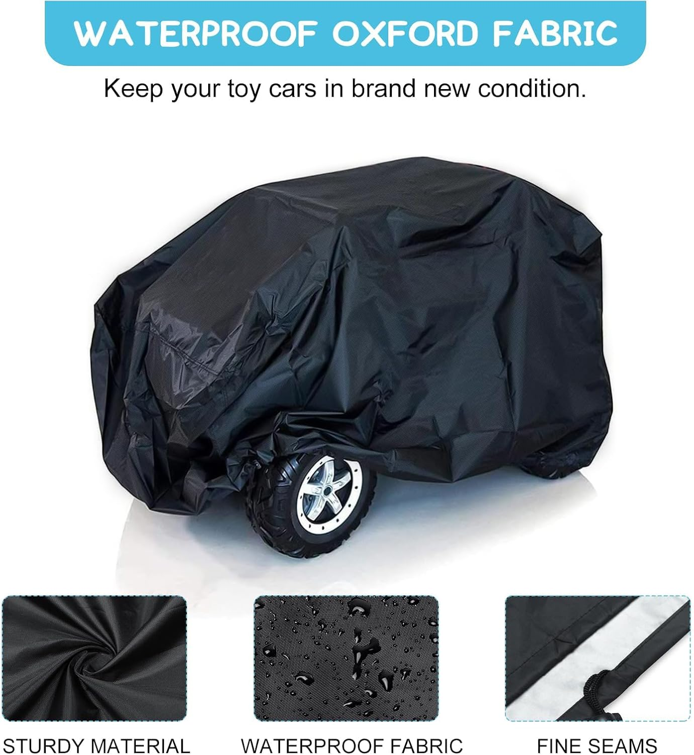 Kids Ride-On Toy Car Cover, Outdoor Wrapper Resistant Protection for Electric Battery Powered Children Wheels Toy Vehicles - Universal Fit, Water Resistant image number 4