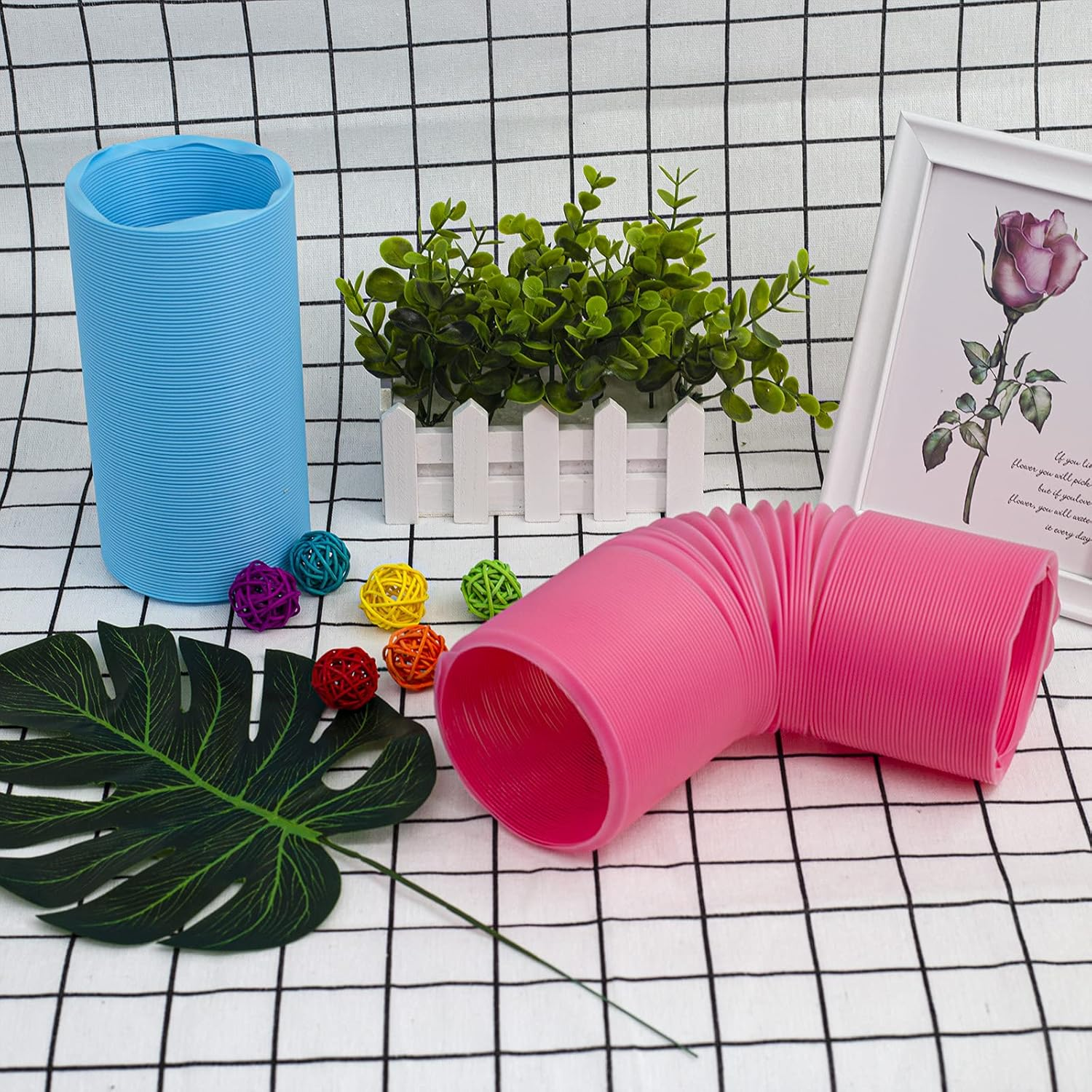 2 Pieces Pet Fun Tunnel Small Animal Play Tunnel Collapsible Plastic Tube Pet Hideaway Fun Toys for Hiding Training Fit Guinea Pigs Hamsters Chinchillas Rats Ferrets Dwarf Rabbits Pink Blue Wishope - Blue,Pink image number 5