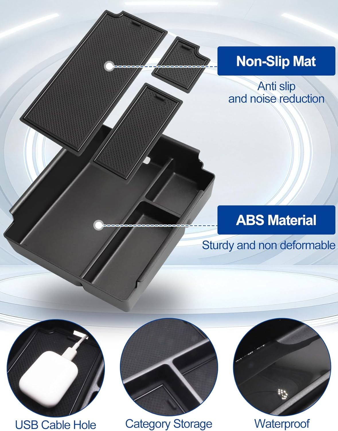 Center Console Organizer, Armrest Box Storage Tray for BYD Shark 6 2025 2024 Auto Pickup Accessories, Waterproof Car Armrest Box Insert Drawer Holder for BYD Pickup image number 6