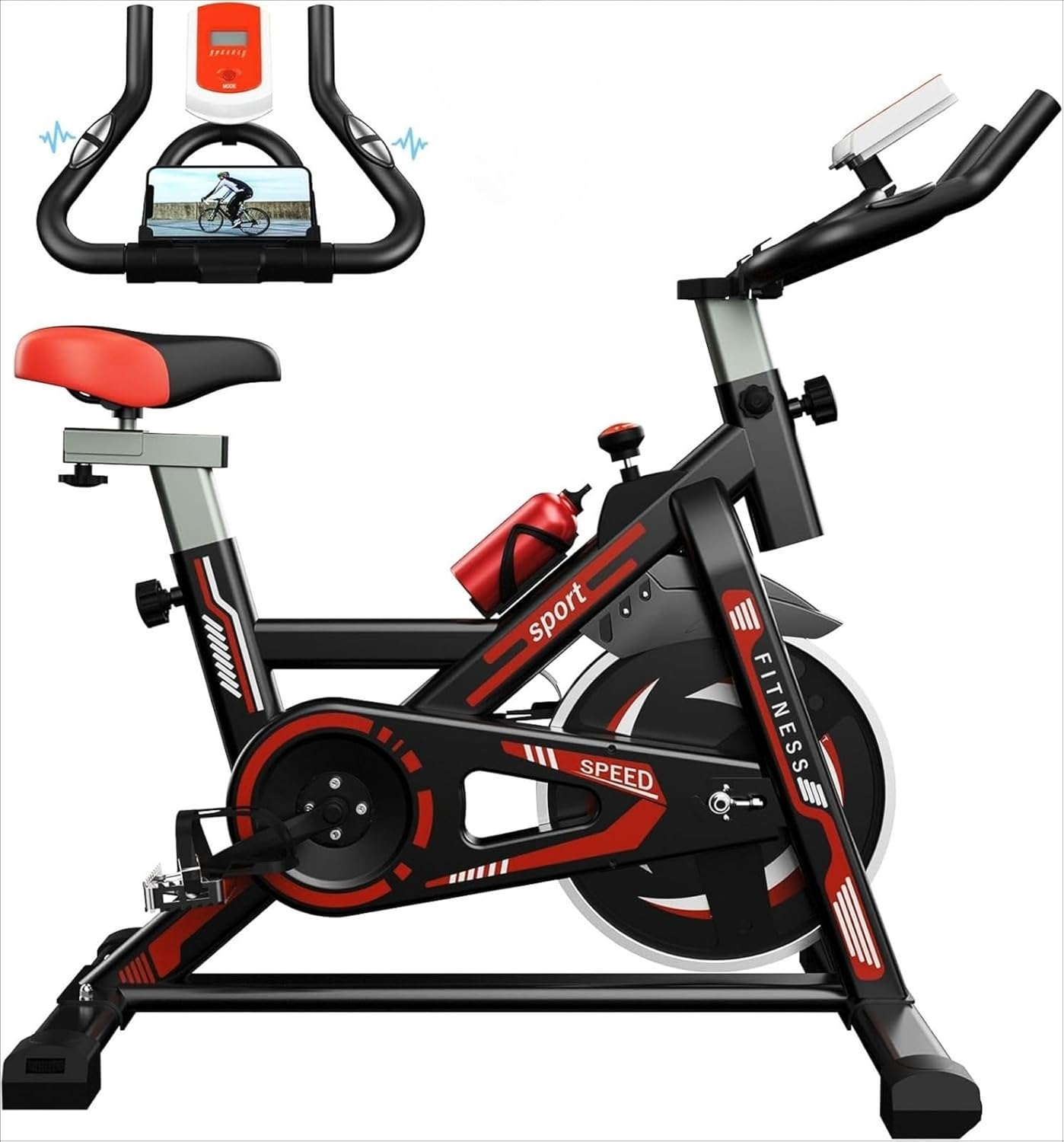Hxgemu Magnetic Exercise Bike with APP, Stationary Bikes for Home, Ultra-Quiet Indoor Spin Bike with Heart Rate Monitoring & Smart Fitness App & Digital Display & 350 Lbs Capacity