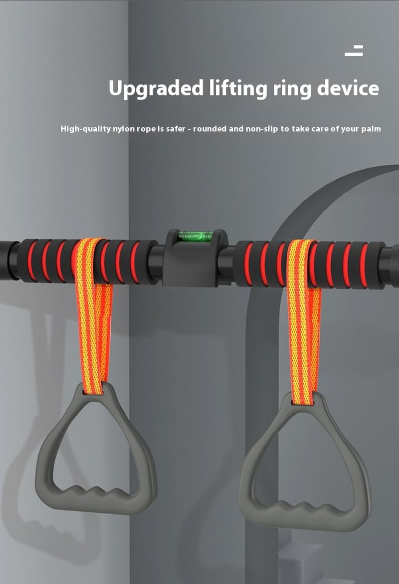 Doorway Pull up Bar with Rings, Pull up Bar for Doorway, Strength Training Chin up Bar without Screws, Adjustable Width Locking Mechanism Pullup Bar with Non-Slip, Doorway Pull up Bar for Home Gym Upper Body Workout image number 2