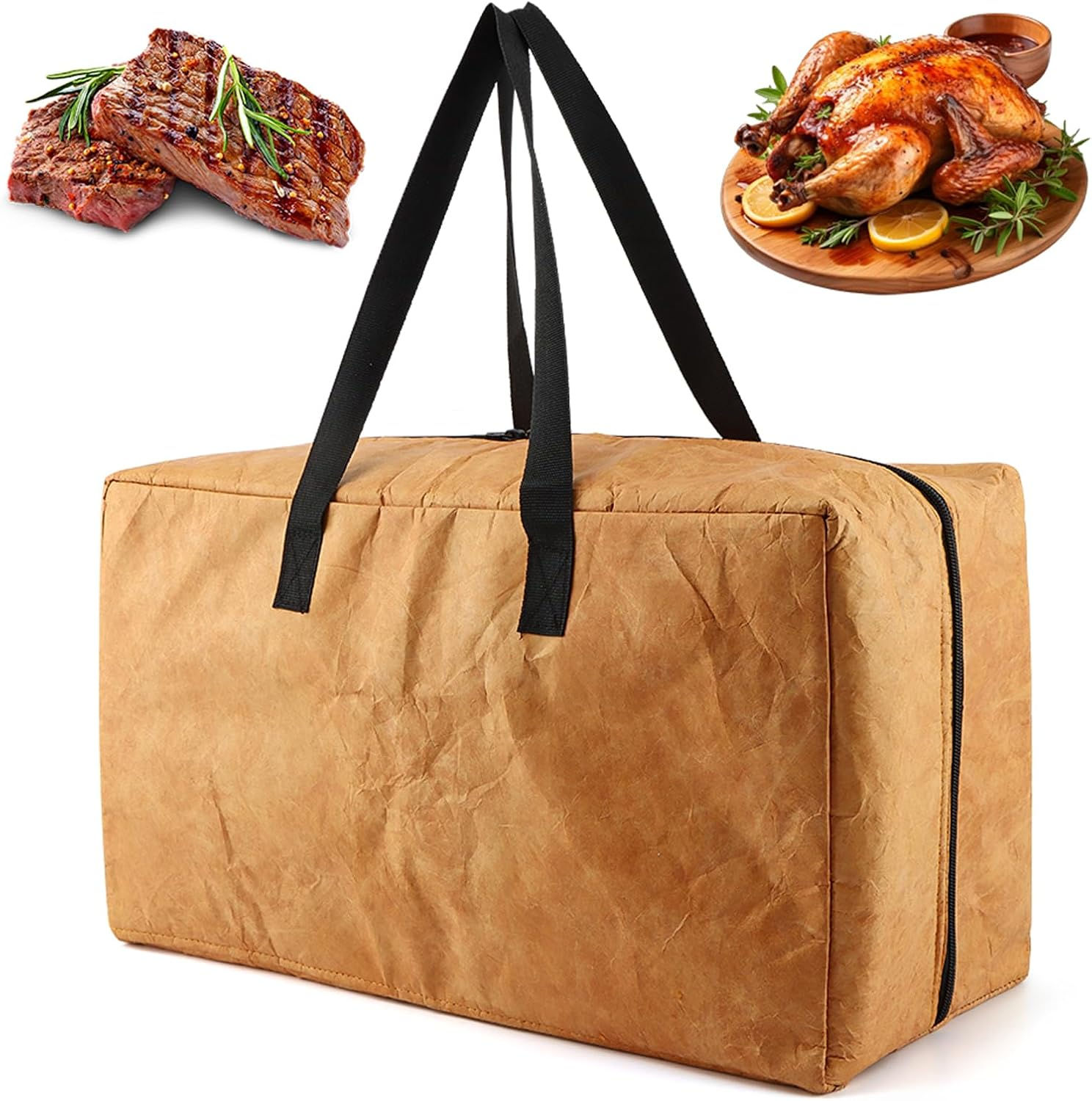 BBQ Blanket Aluminum Foil Insulated for Resting Meat Smoker Grilling with Zipper(Color:Brown) image number 4
