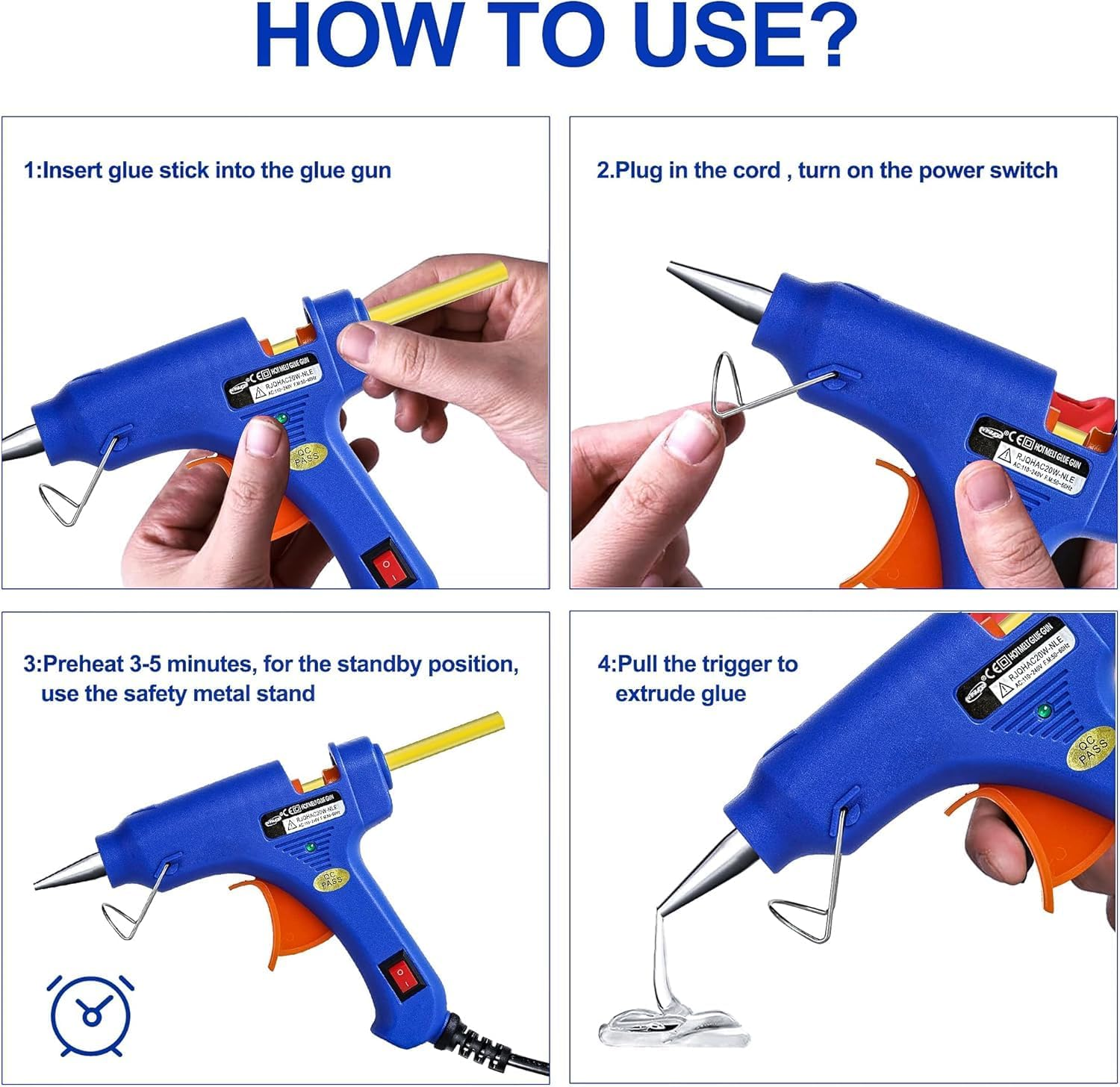 Hot Glue Gun Kit - Mini 20W Hot Glue Gun with 40 Glue Sticks for DIY Crafts, School Projects, and Quick Home Repairs