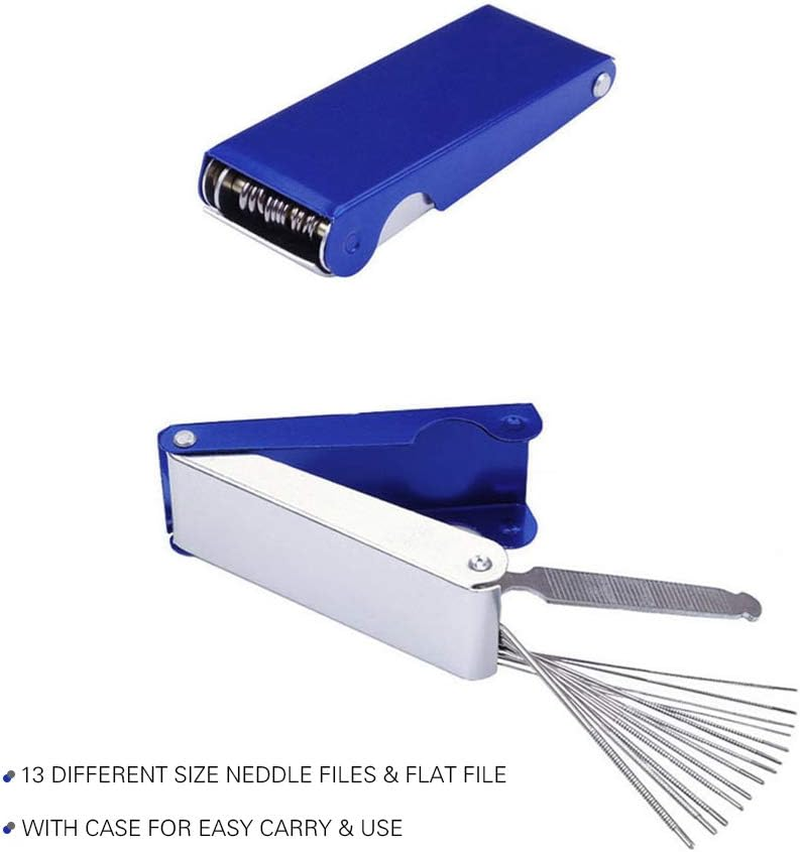 Zolyet Guitar File Set Luthier Tools Box 13 Files 1 Flat File for Guitar Bass Banjo Mandolin Blue image number 2