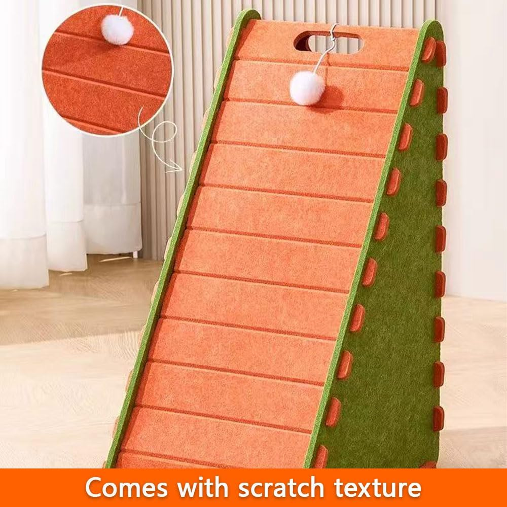 Triangular Felt Cat Scratcher & Cat Bed &ndash; Durable All-Felt Scratch Pad, No-Mess Furniture Protector, Easy-Clean Indoor Cat Lounge (Orange) image number 3