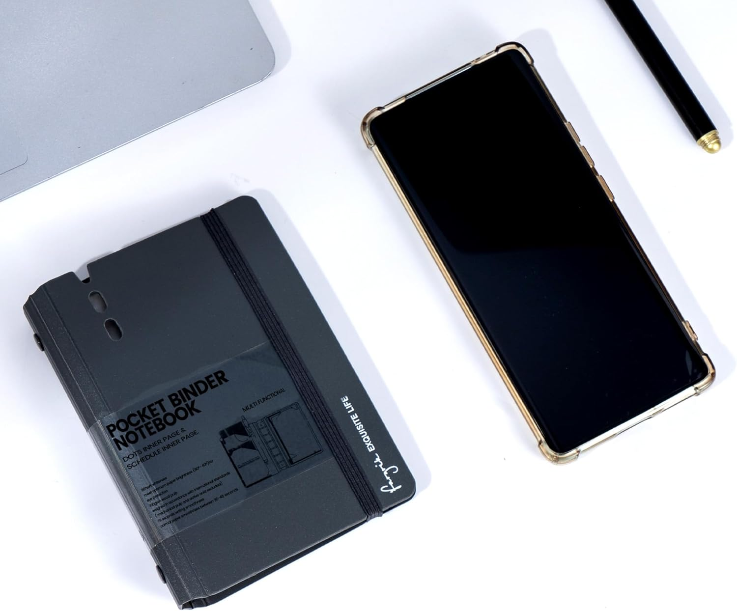 CAGIE A7 Small Binder Notebook with Removable Pages Hardcover Spiral Refillable Mini Binder Notebooks for Note Taking Pocket Notebook with Planning Square Ruled & Dotted Ruled Pages 4X5.7 Inch, Grey image number 1